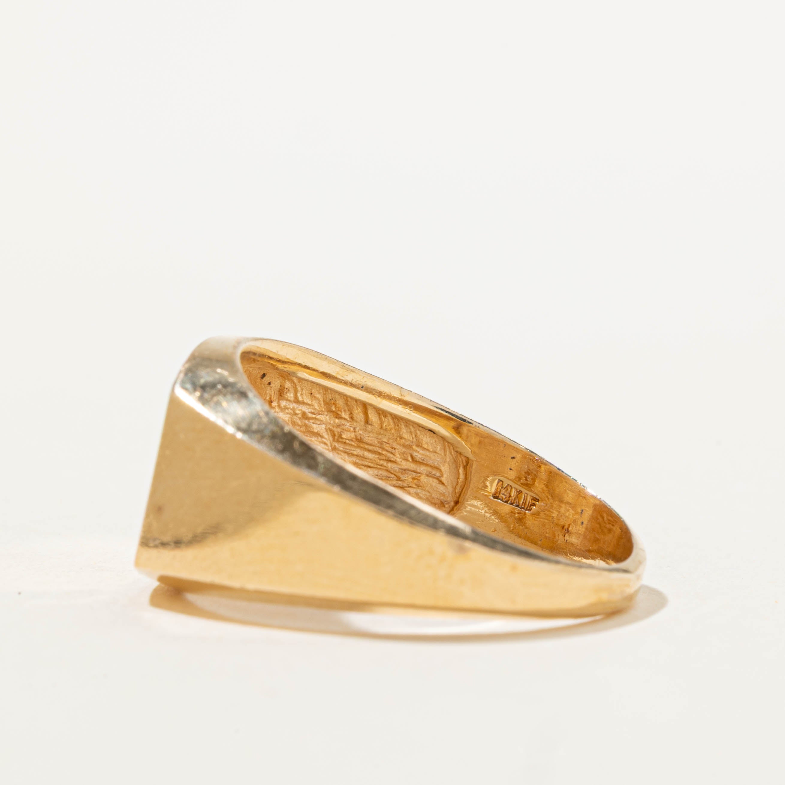 14k Side Diamond Accented Signet Ring | SZ 9.75
