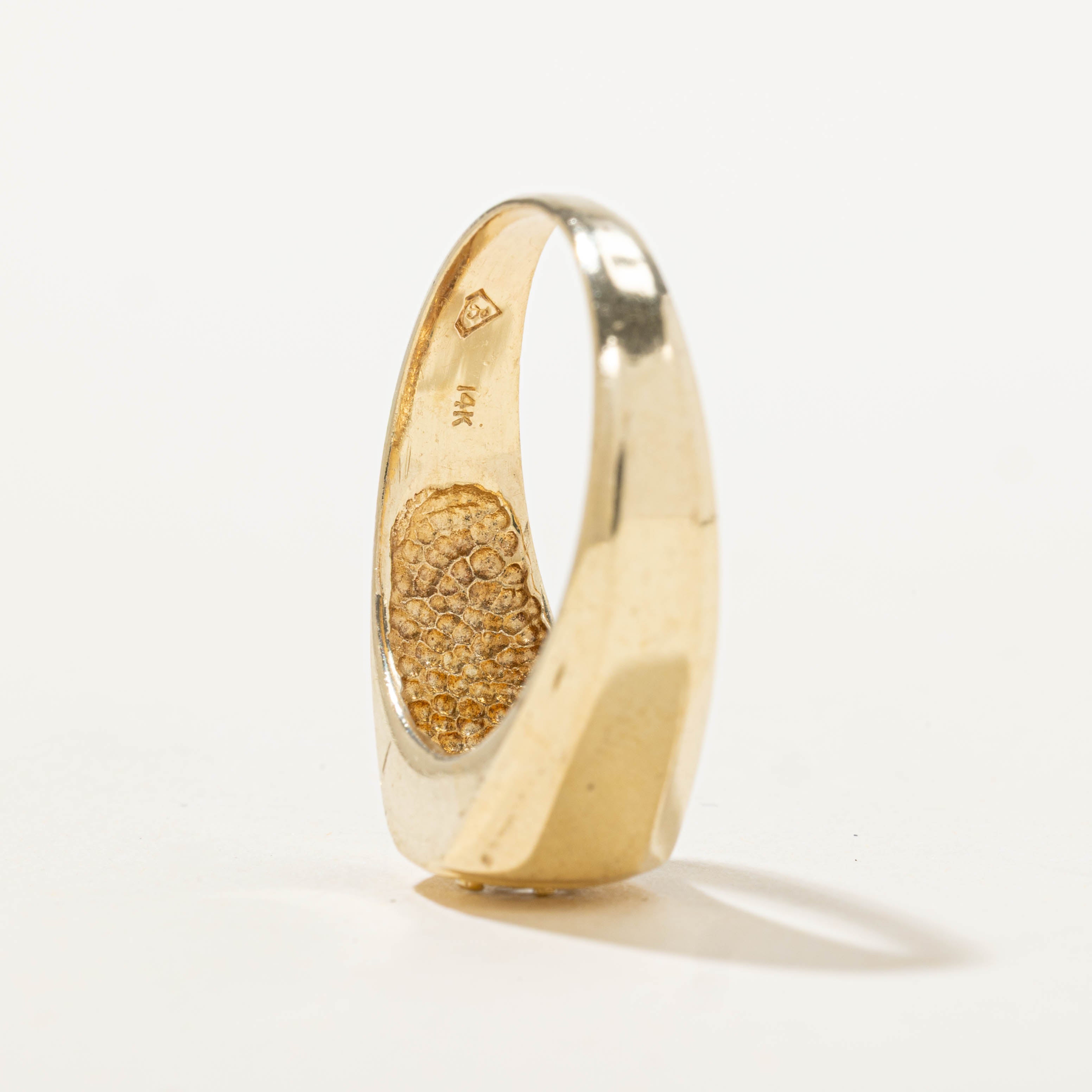 14k Solitaire Diamond Octagon Signet Ring | SZ 9.25