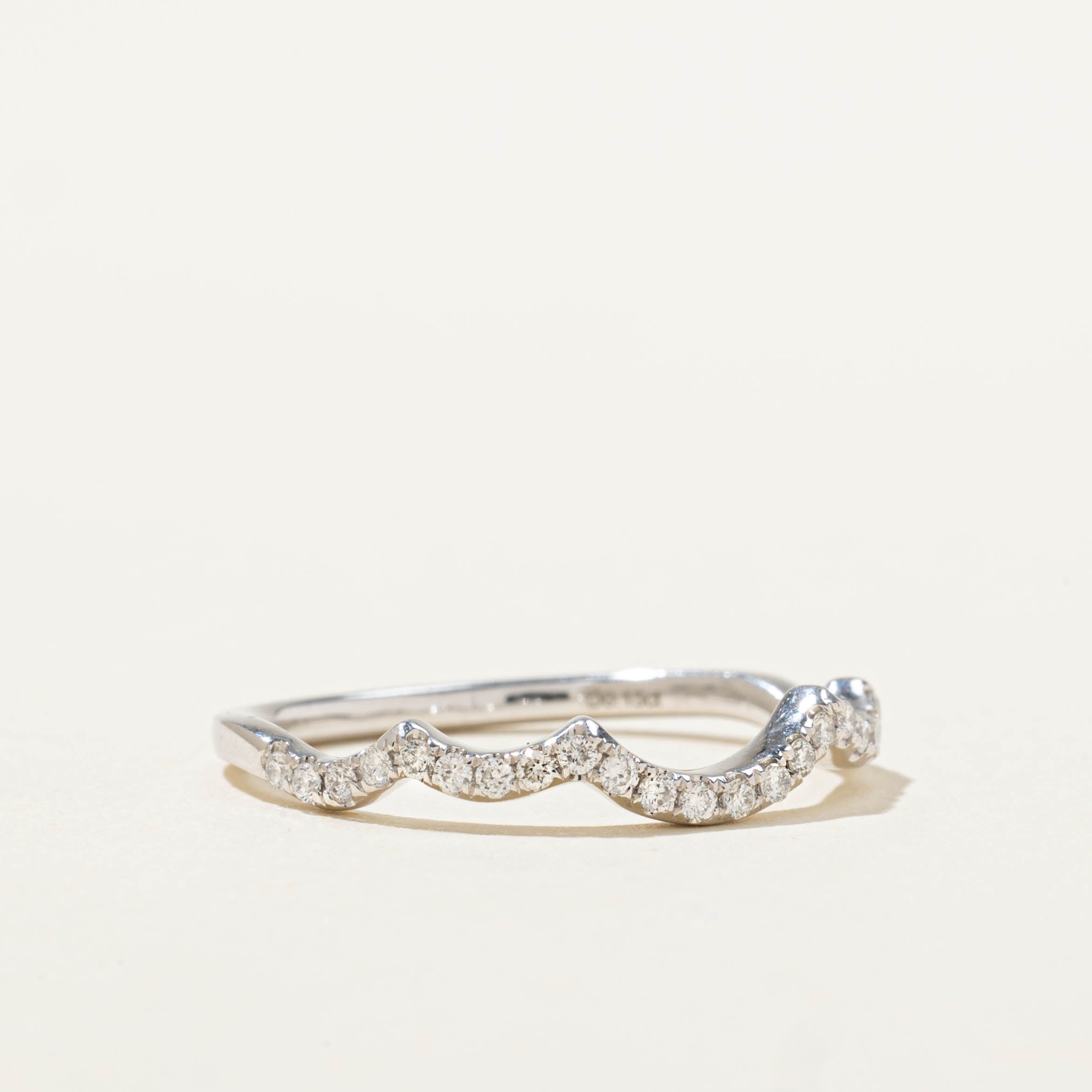 14k Wave Pavé Set Diamond Contour Ring | SZ 7