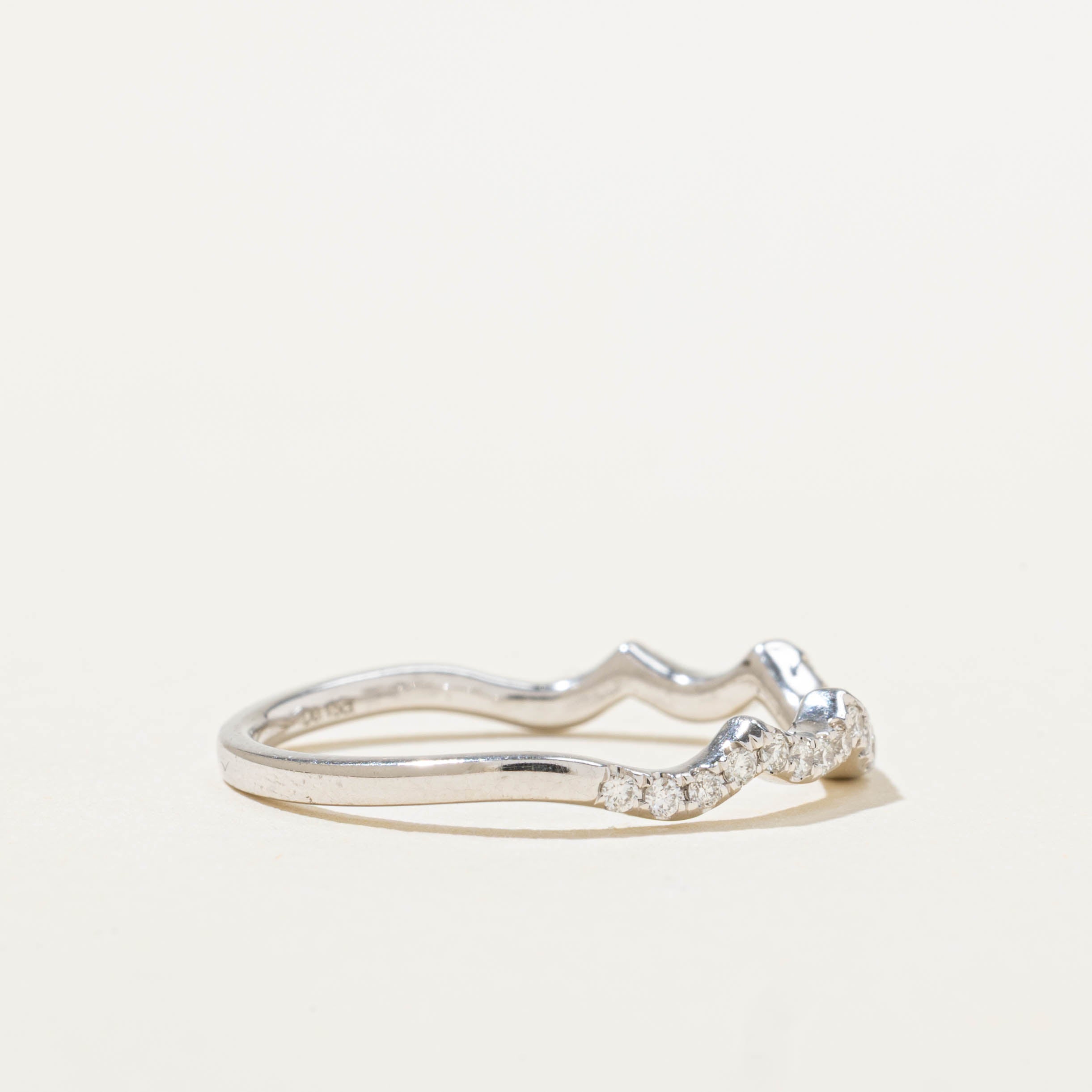 14k Wave Pavé Set Diamond Contour Ring | SZ 7