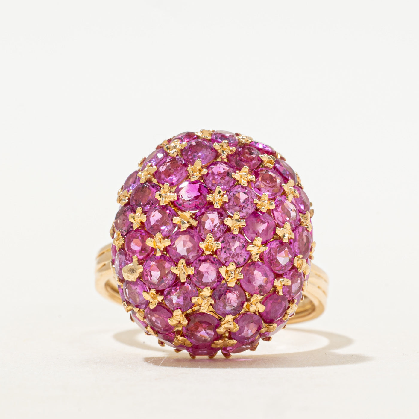 Synthetic Ruby Oval Cluster Cocktail Ring | 7.60ctw | SZ 9.25