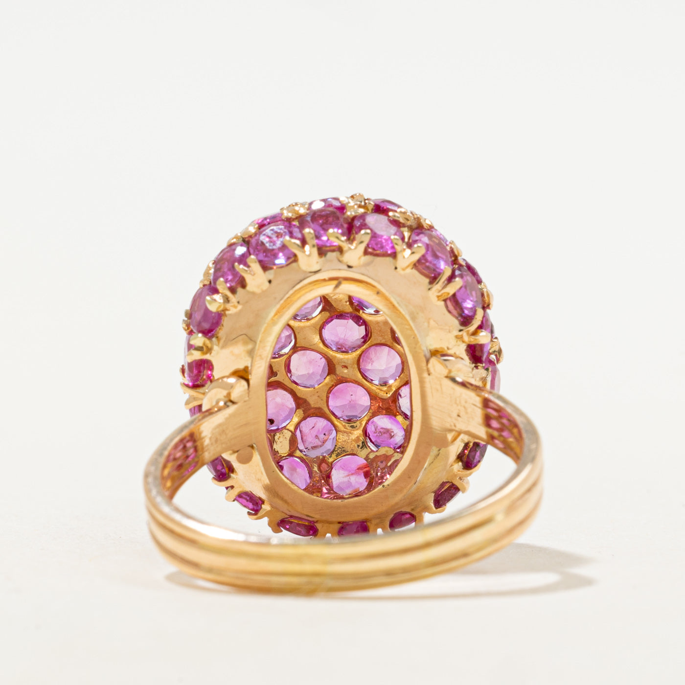 Synthetic Ruby Oval Cluster Cocktail Ring | 7.60ctw | SZ 9.25