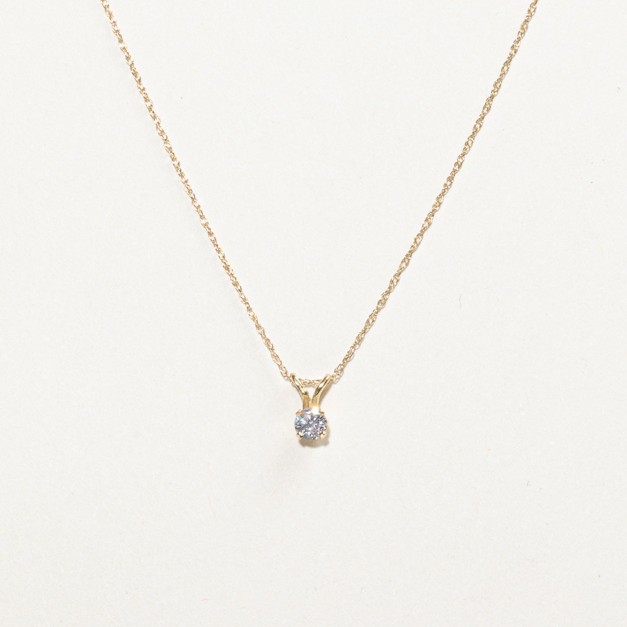Yellow Gold Solitaire Diamond Pendant Necklace | 0.14ct | 18"