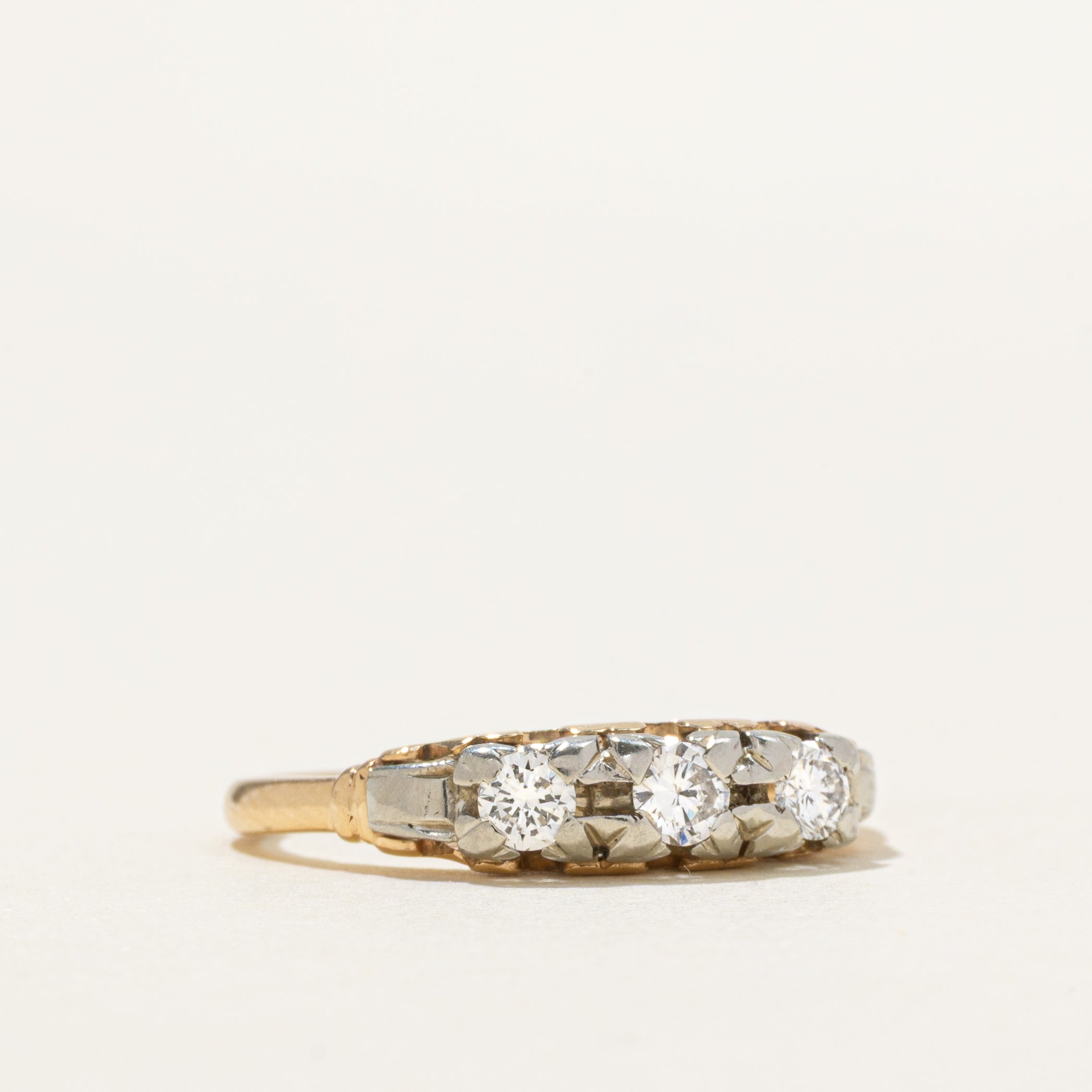 'Birks' Two Tone Diamond Thin Ring | 0.31ctw | SZ 6.5