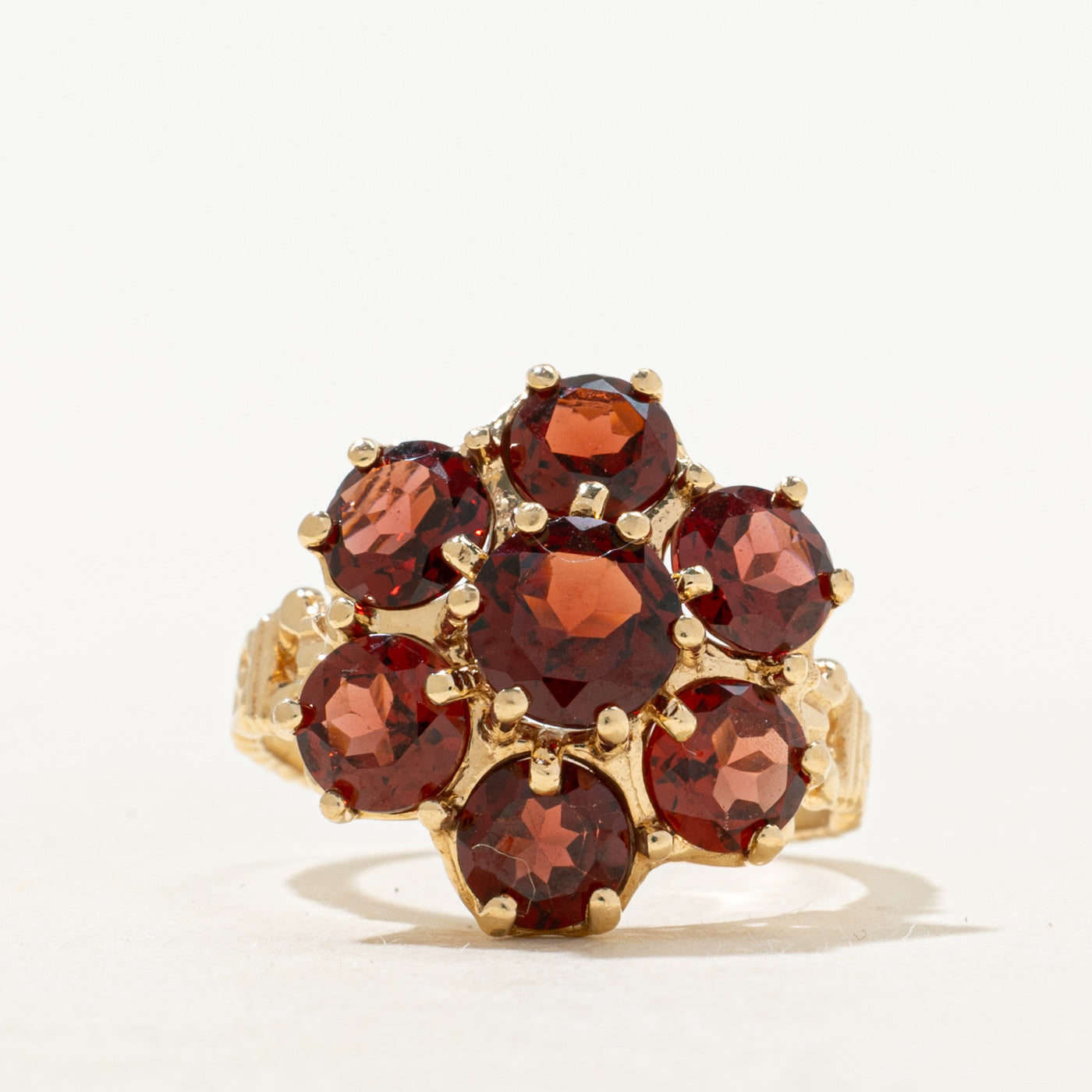 Garnet Cluster Scrollwork Cocktail Ring | 3.80ctw | SZ 6.5