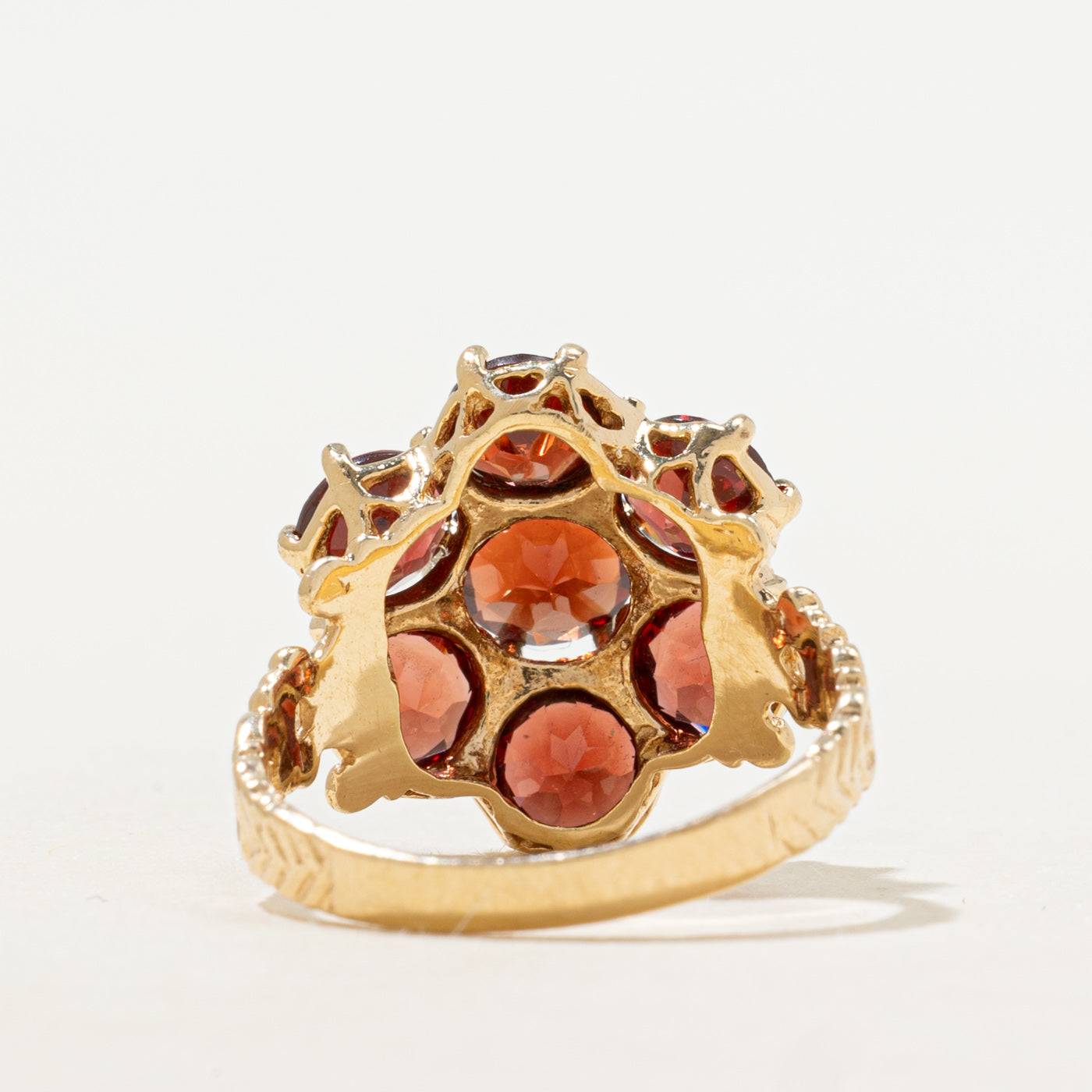 Garnet Cluster Scrollwork Cocktail Ring | 3.80ctw | SZ 6.5