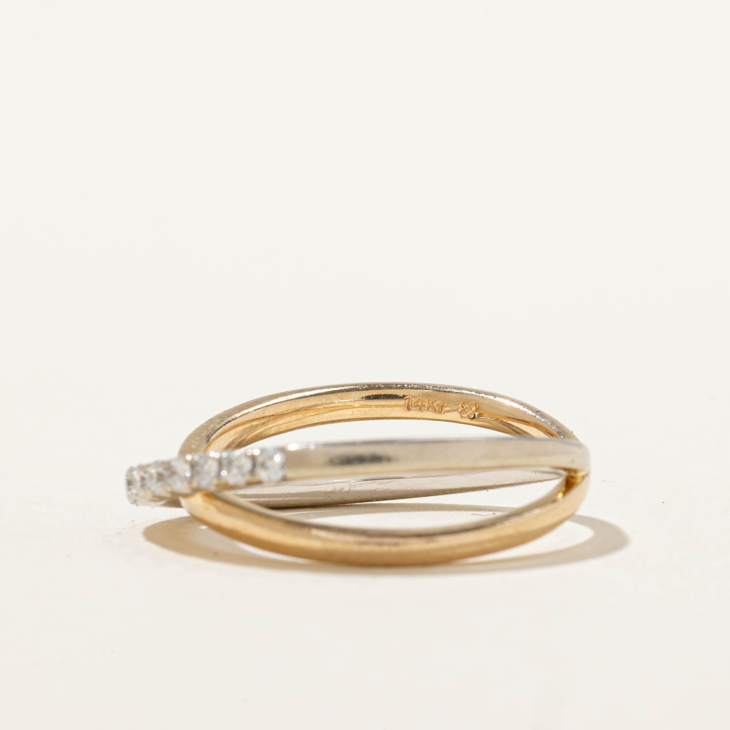 14k Semi Eternity Diamond Crossover Ring | SZ 7