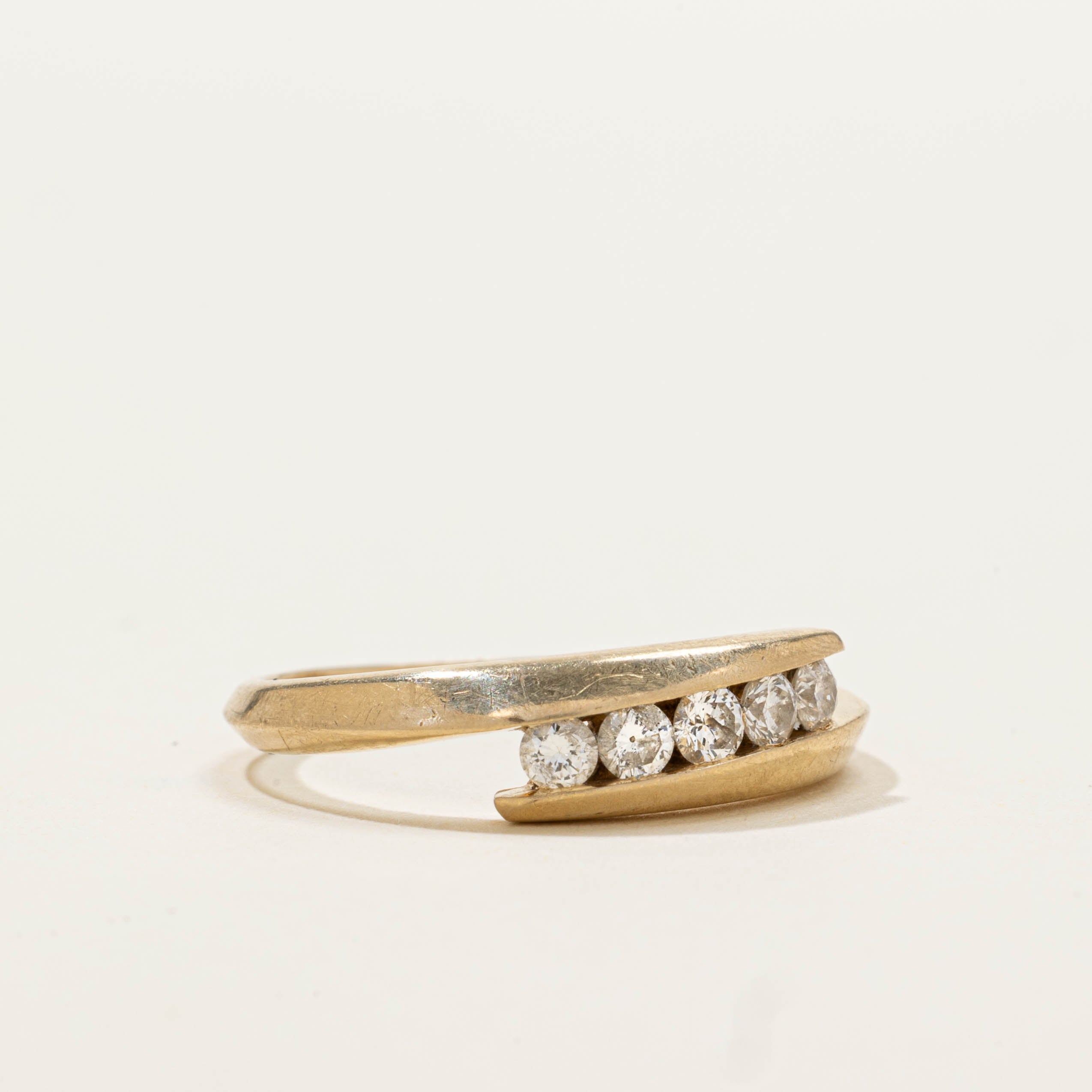 14k Five Stone Diamond Bypass Ring | SZ 6.5