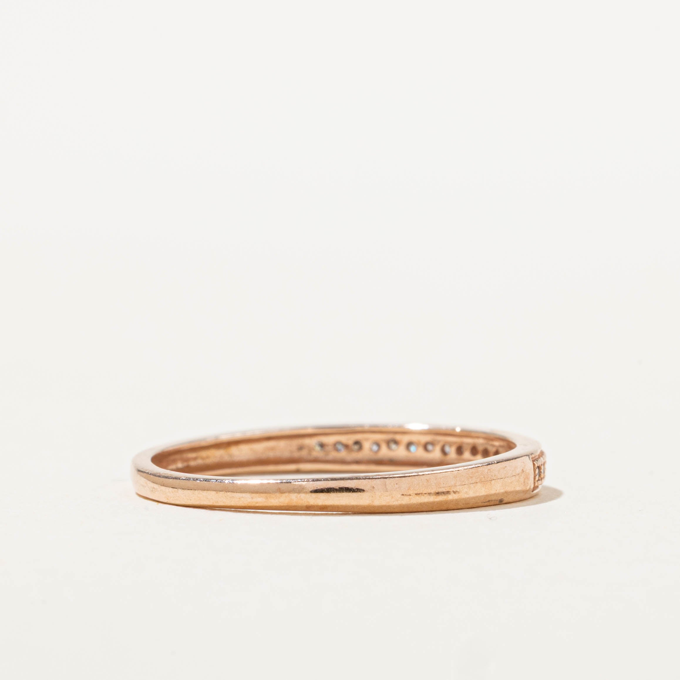 10k Rose Gold Semi Eternity Diamond Milgrain Band | SZ 6.75