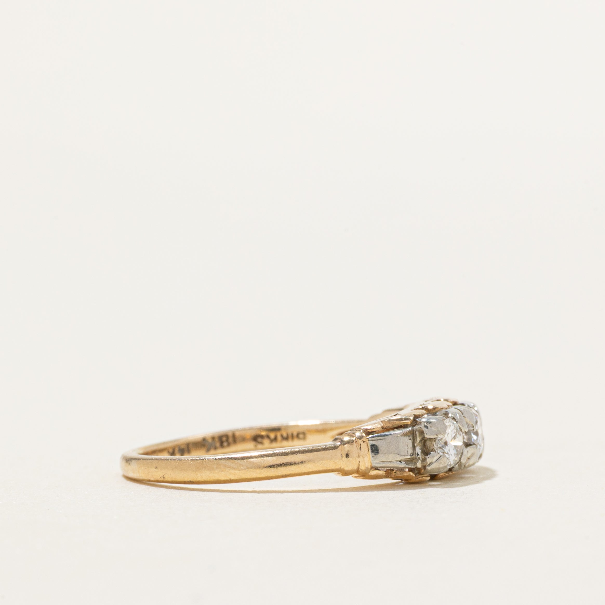 'Birks' Two Tone Diamond Thin Ring | 0.31ctw | SZ 6.5