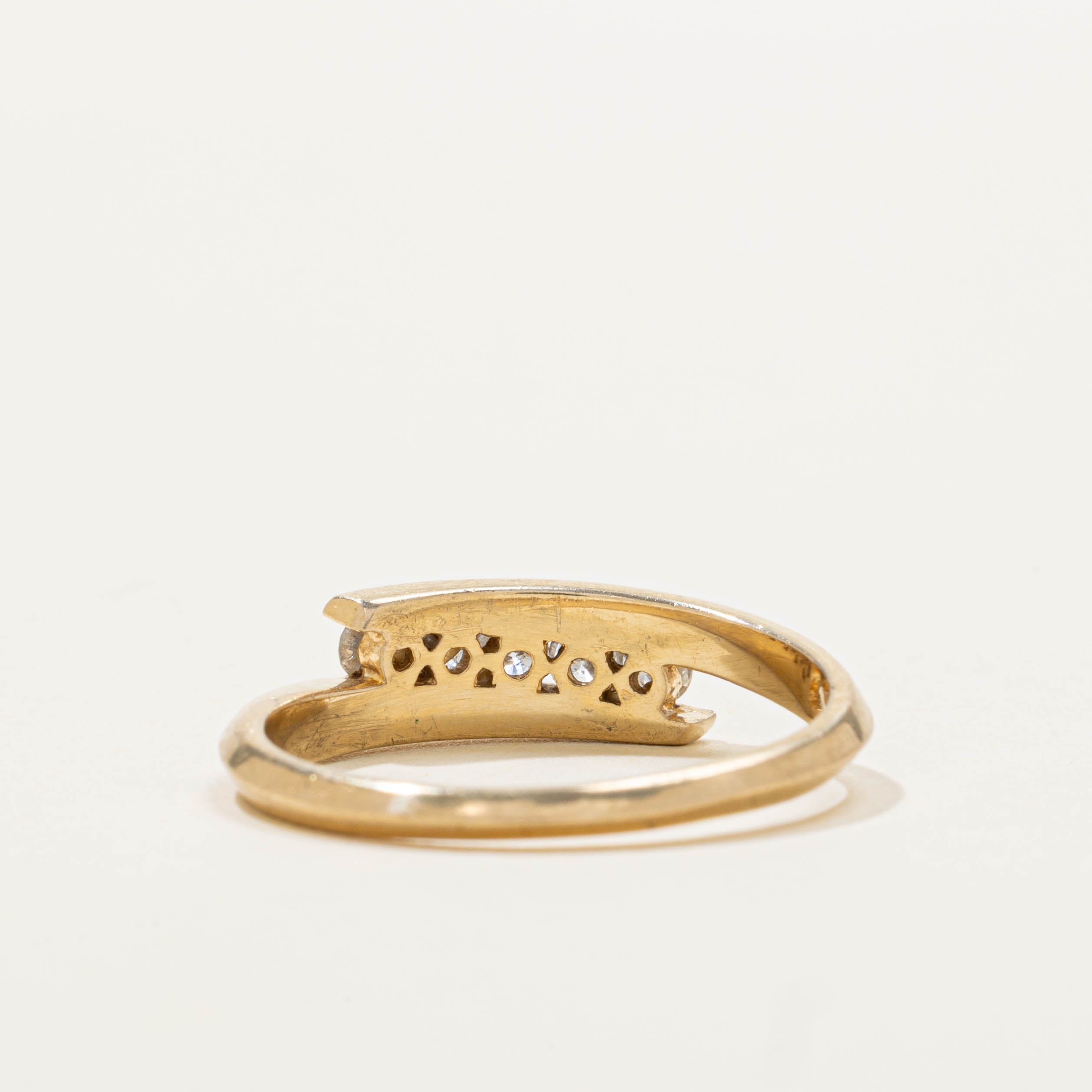 14k Five Stone Diamond Bypass Ring | SZ 6.5