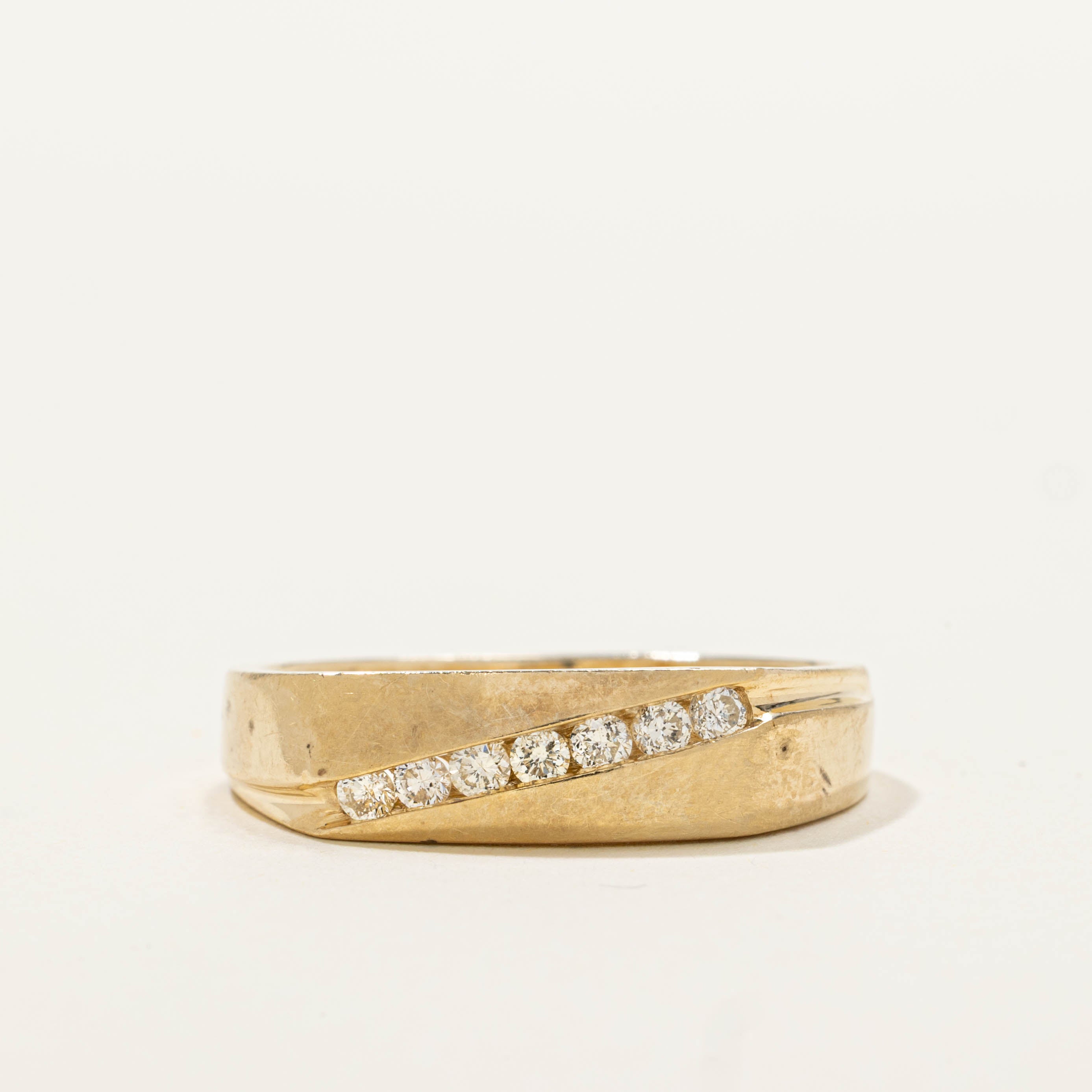 14k Diagonal Channel Set Diamond Band | SZ 10
