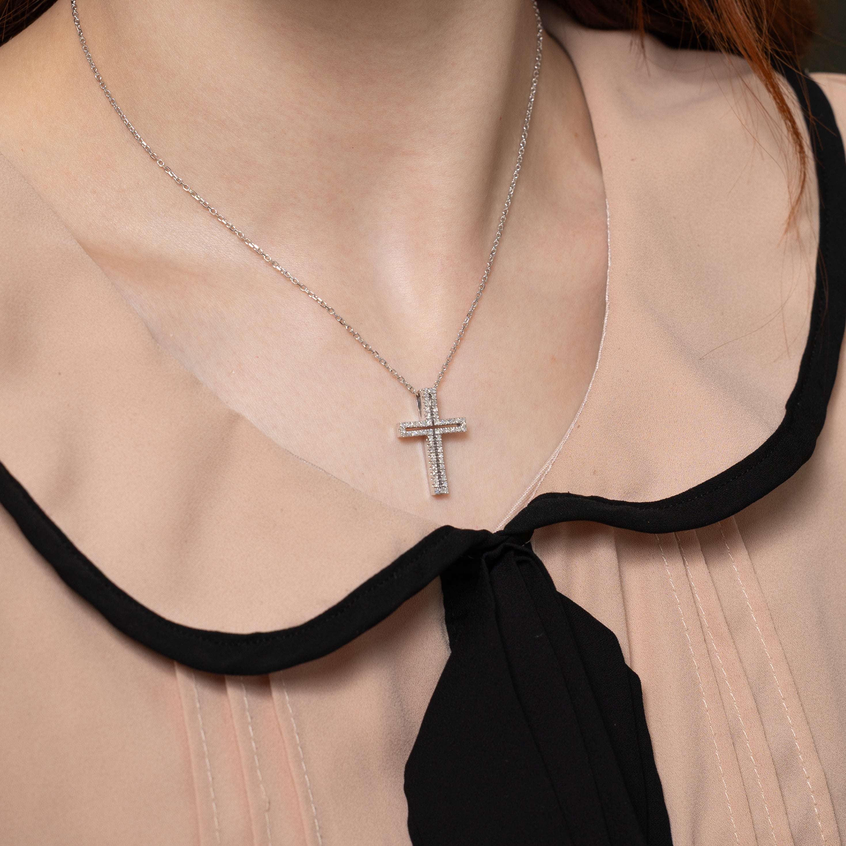 Diamond Cross Pendant Necklace | 0.29ctw | 16"