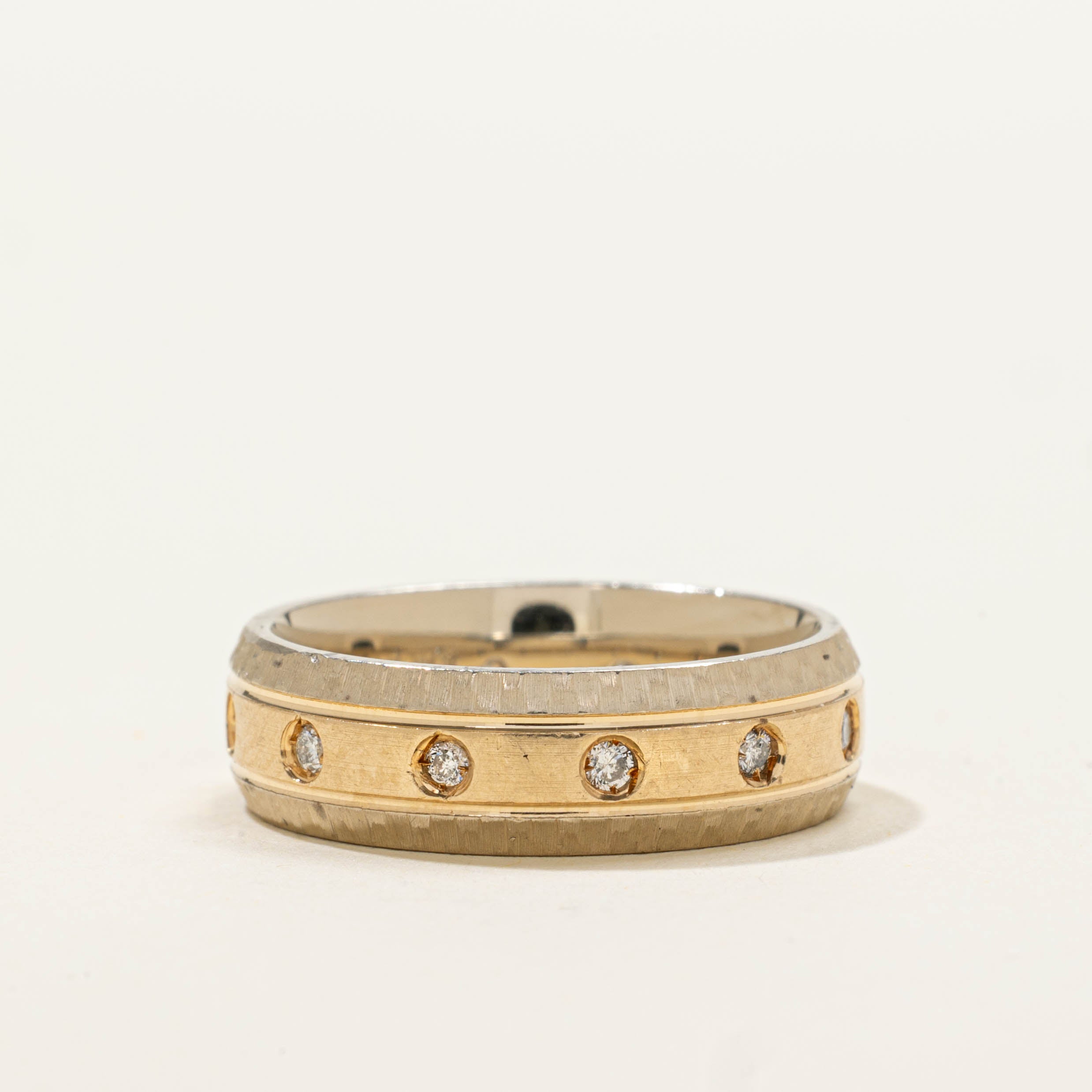 14k Two Tone Eternity Flush Set Diamond Band | 5.65mm | SZ 5.75