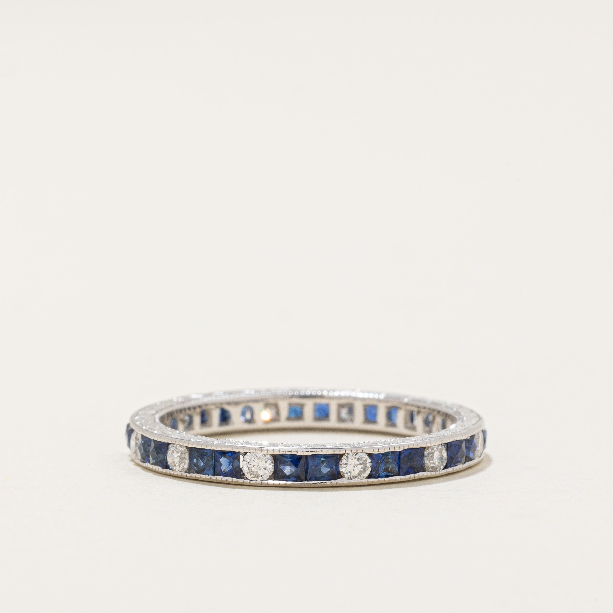 '100 Ways' Art Deco Inspired Sapphire & Diamond Eternity Band | 0.85ctw, 0.30ctw | SZ 6.75