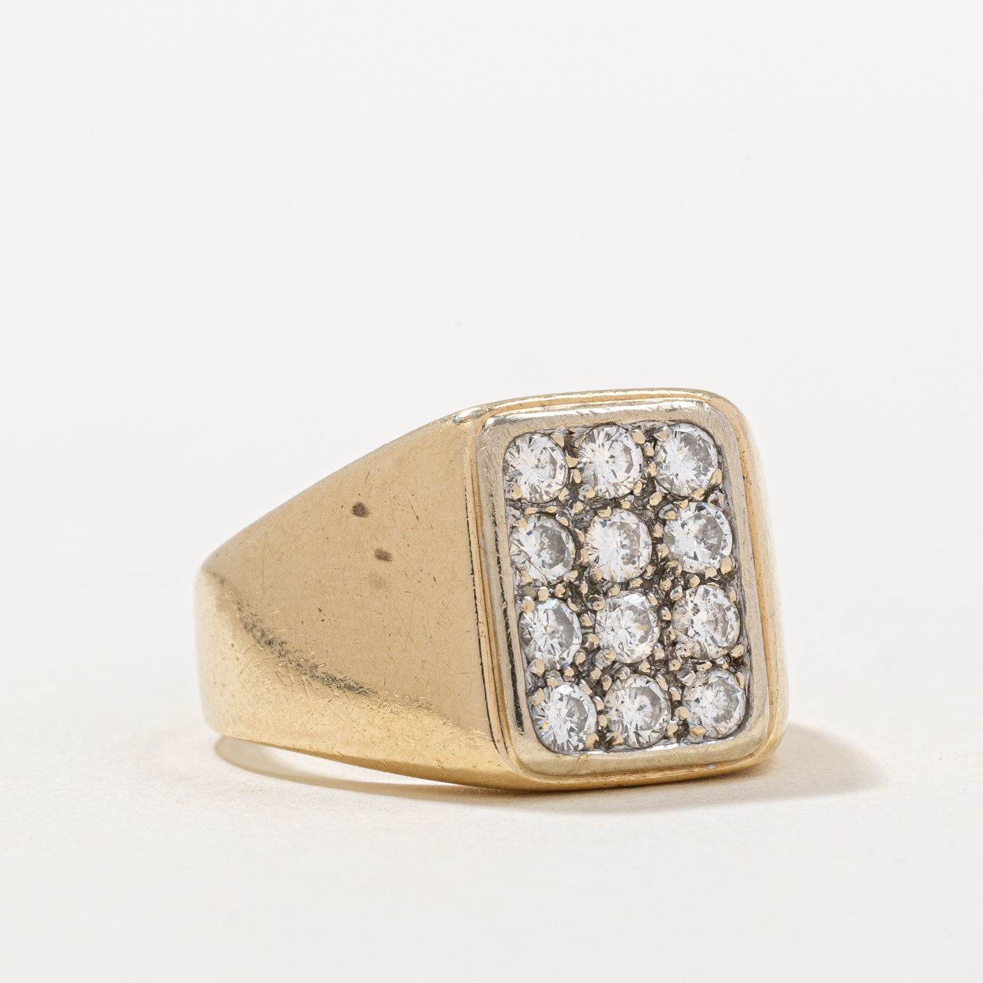 Diamond Grid Signet Ring | 1.02ctw | SZ 10.5 |