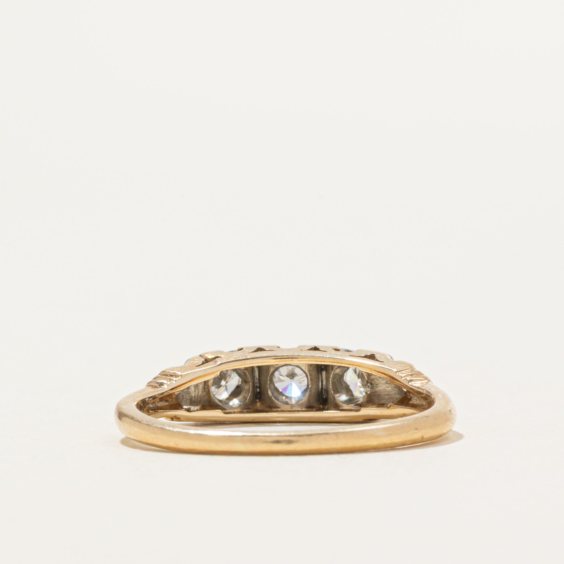 'Birks' Two Tone Diamond Thin Ring | 0.31ctw | SZ 6.5