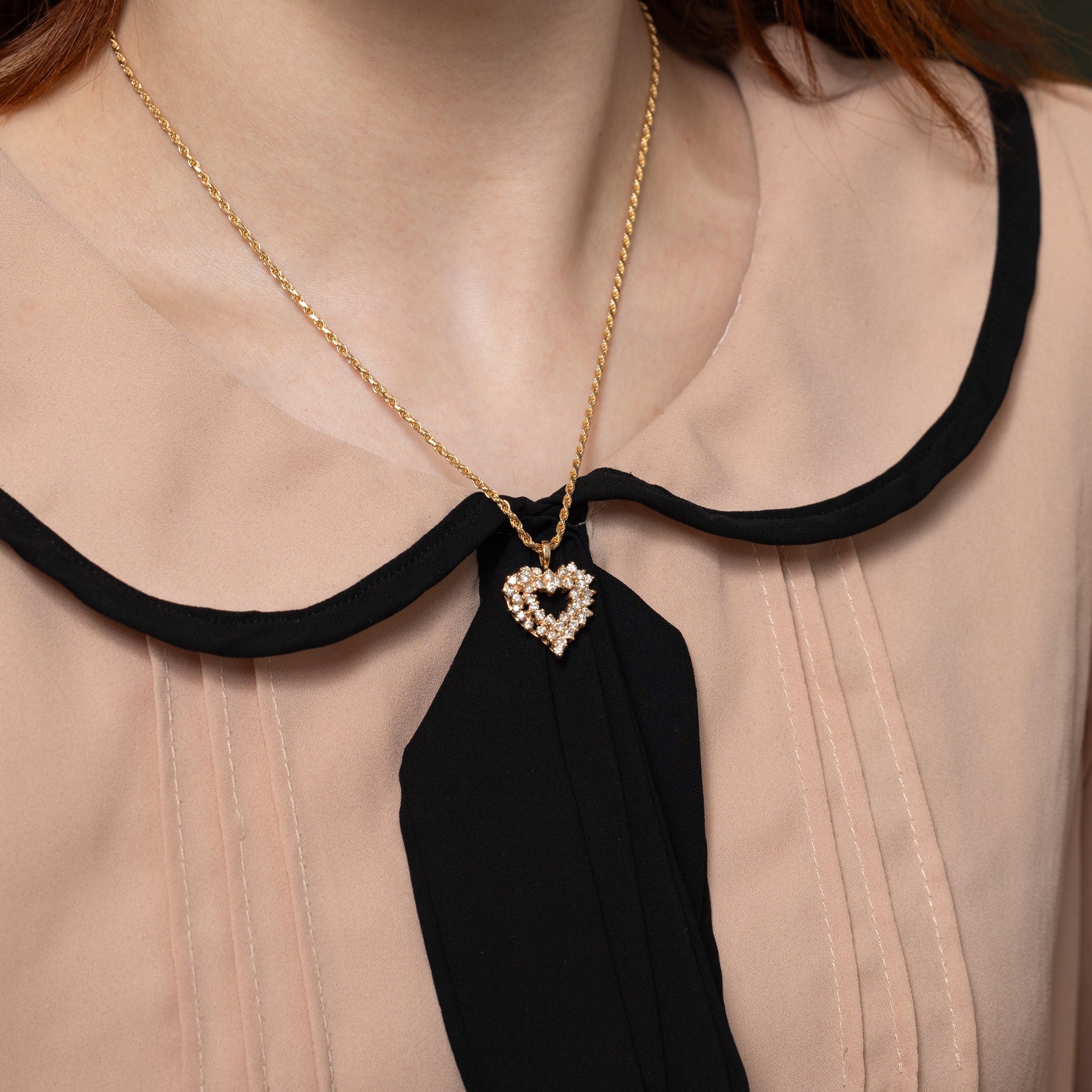 Diamond Heart Cluster Pendant Necklace | 1.05ct | 17"