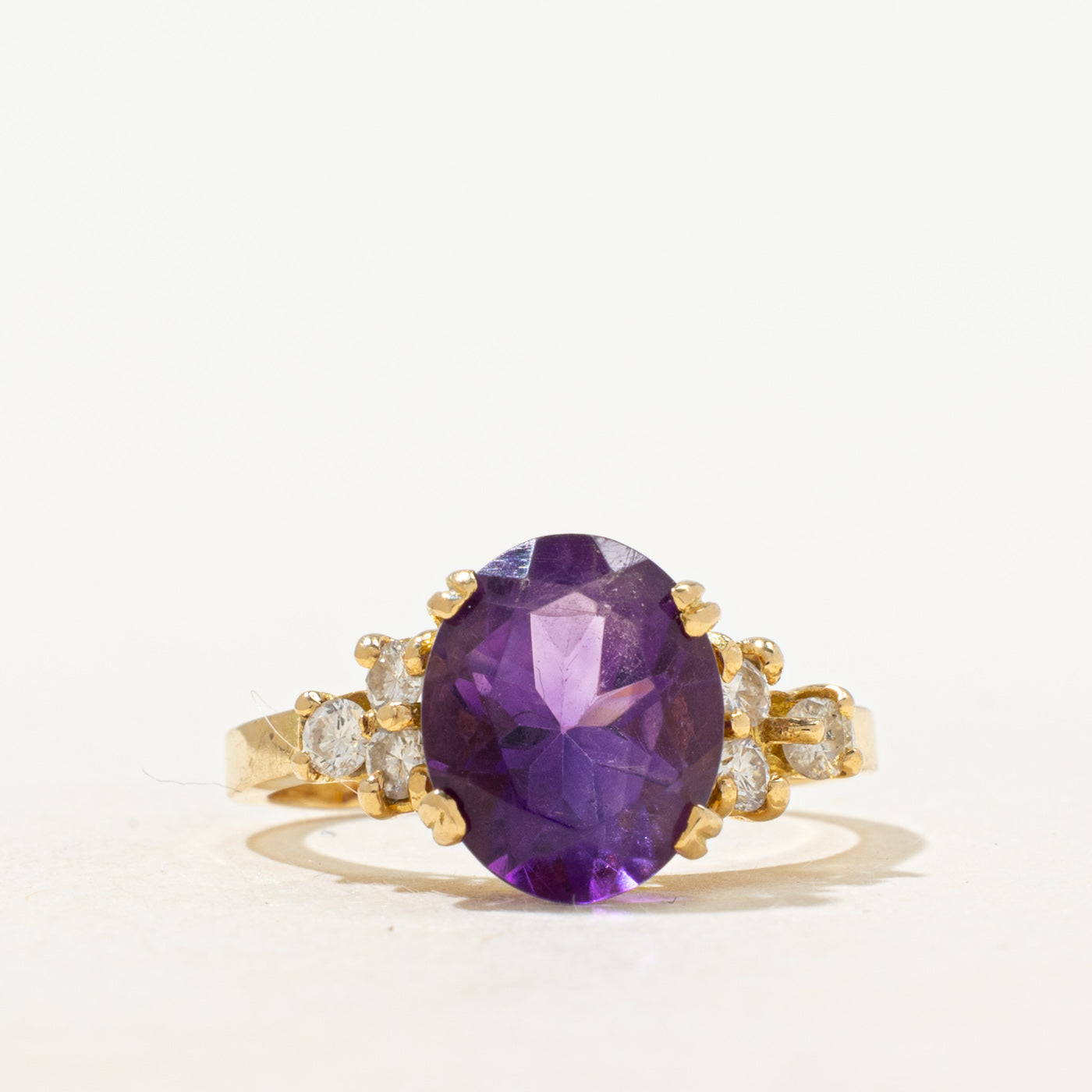 18k Amethyst & Diamond Cocktail Ring | 3.15ct, 0.30ctw | SZ 7.25