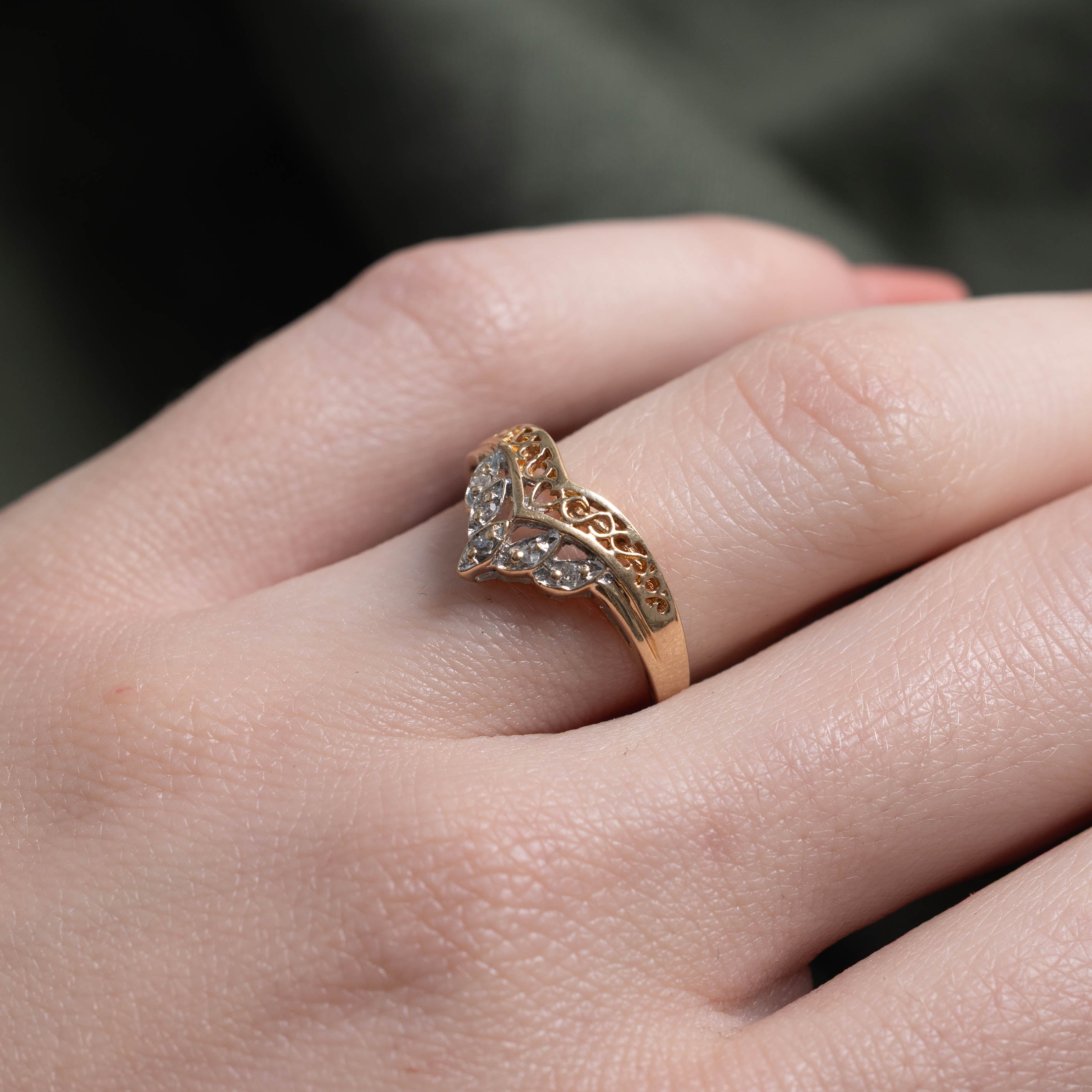 10k Diamond Openwork Chevron Ring | SZ 5.25