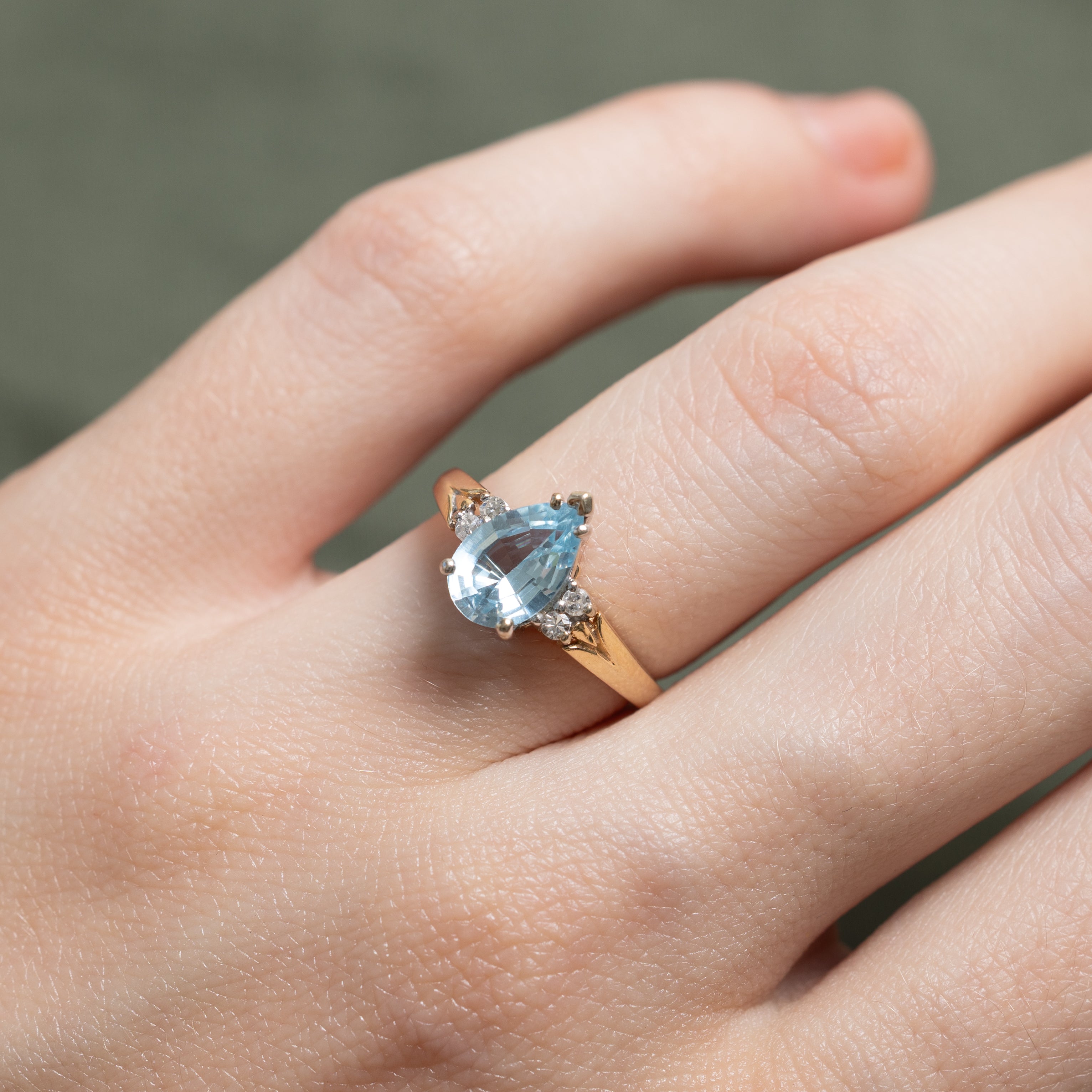 Pear Cut Topaz & Diamond Accented Ring | 1.05ct, 0.06ct | SZ 4.5