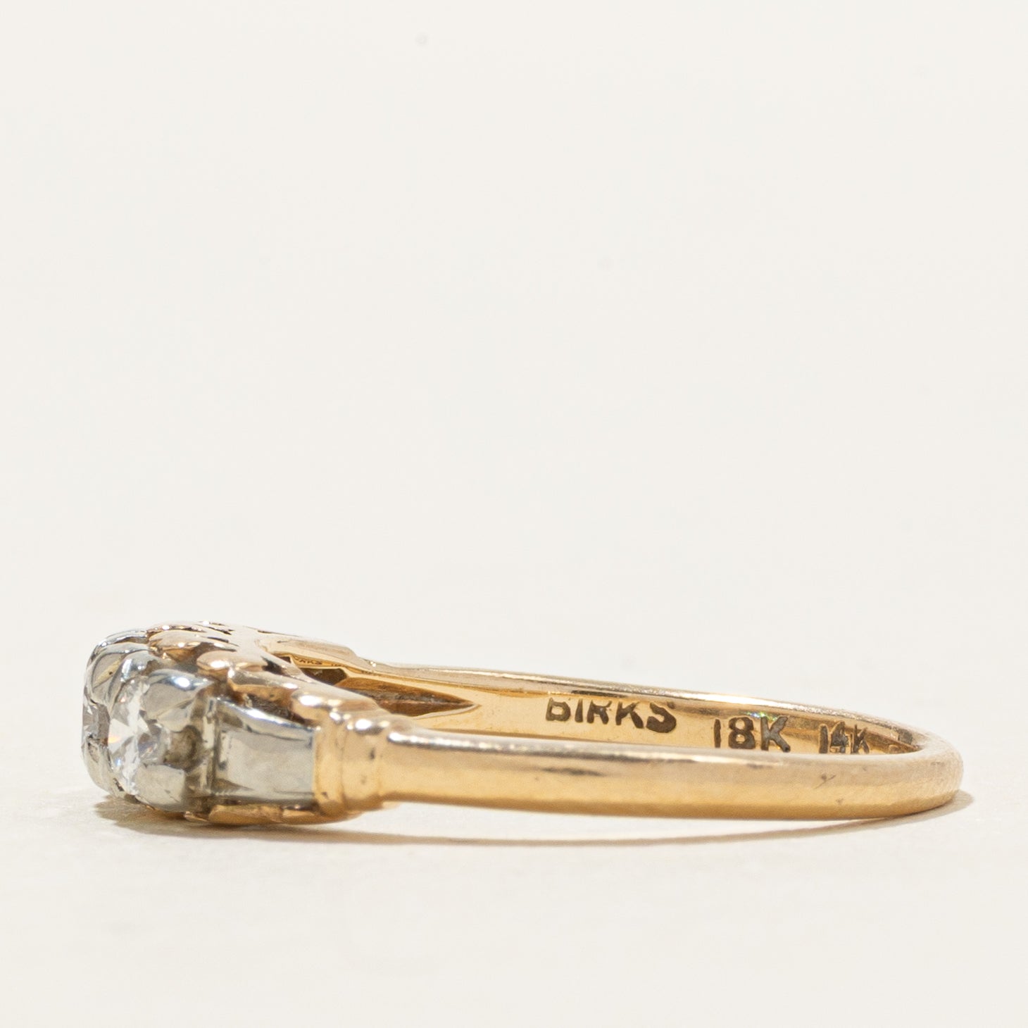 'Birks' Two Tone Diamond Thin Ring | 0.31ctw | SZ 6.5
