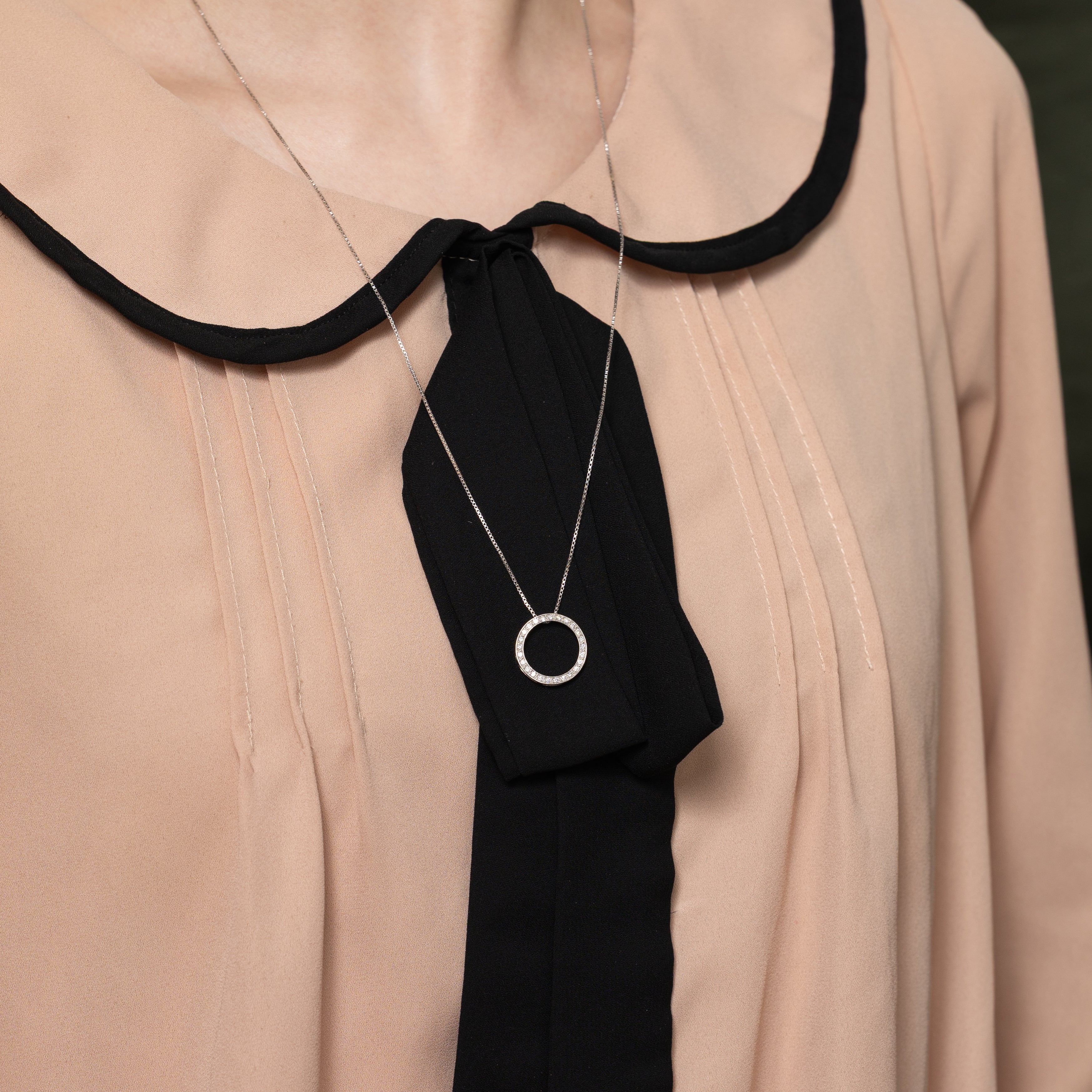 Diamond Circle Pendant Necklace | 0.22ct | 24"