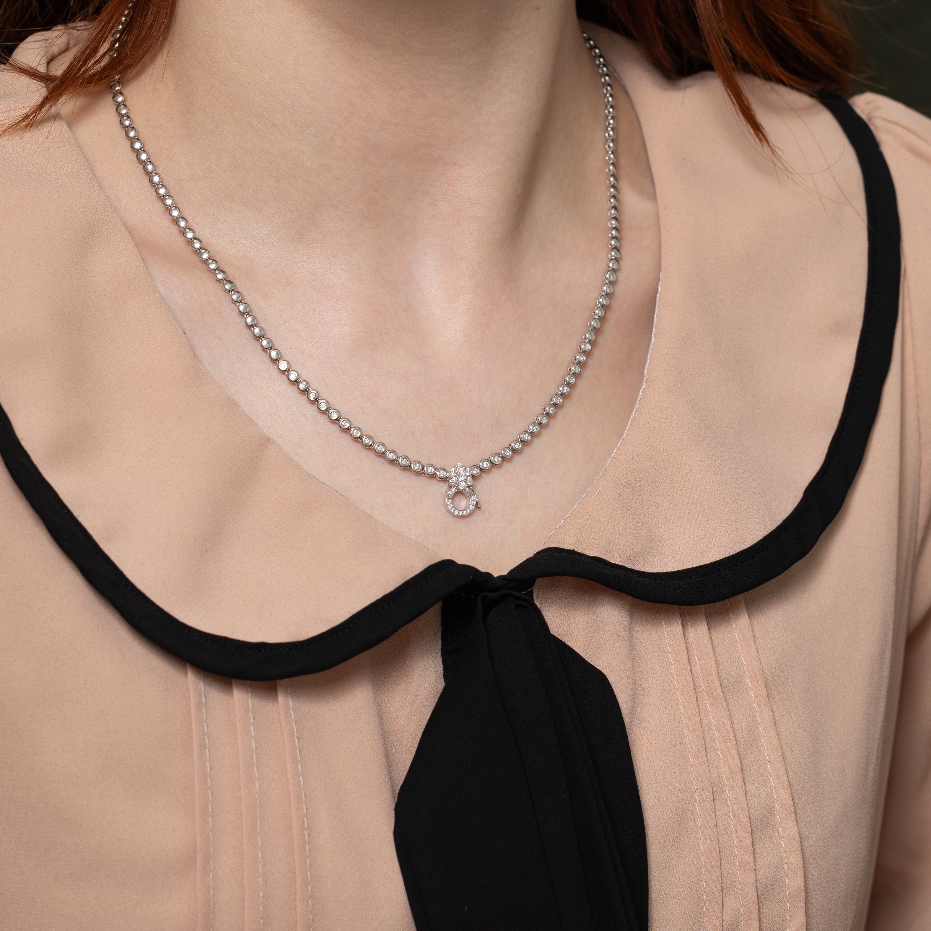 18k White Gold Bezel Set Diamond Circle Necklace | 0.63ct | 18"