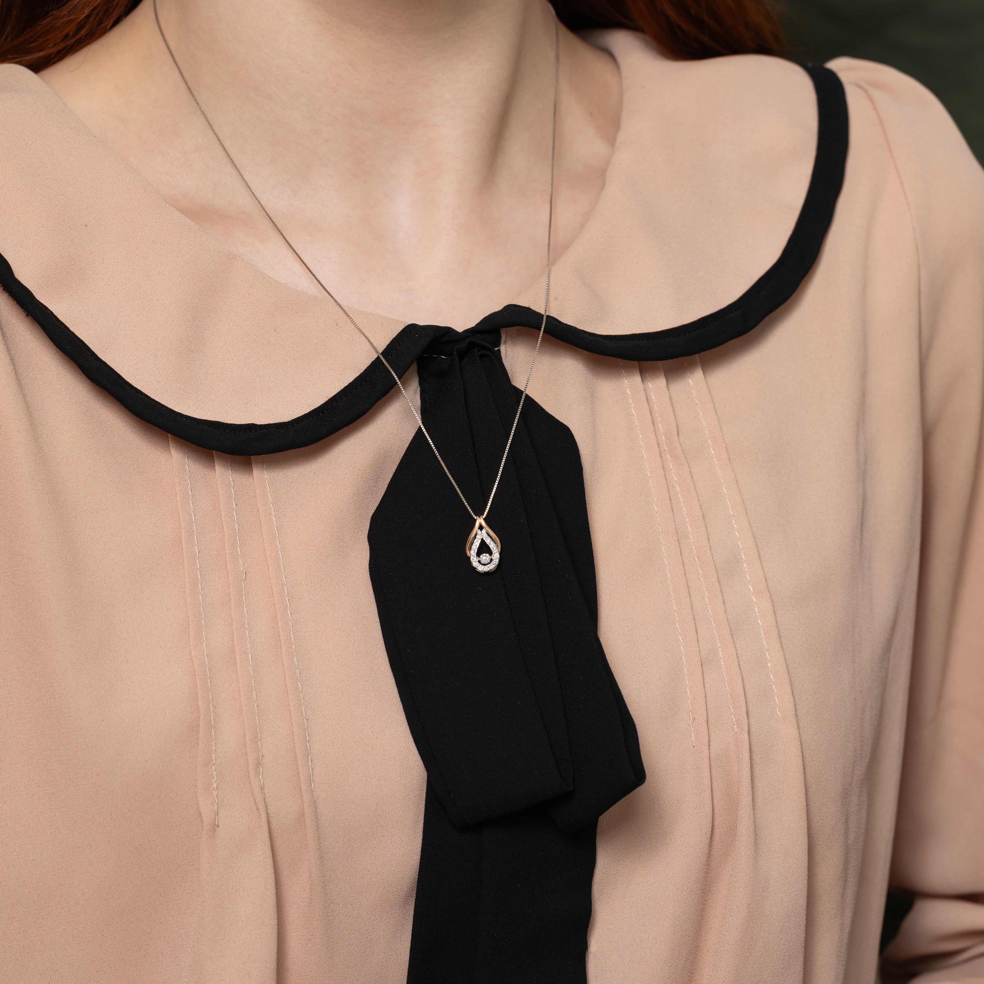 Two Tone Diamond Pear Shaped Pendant Necklace | 0.23ct | 20"