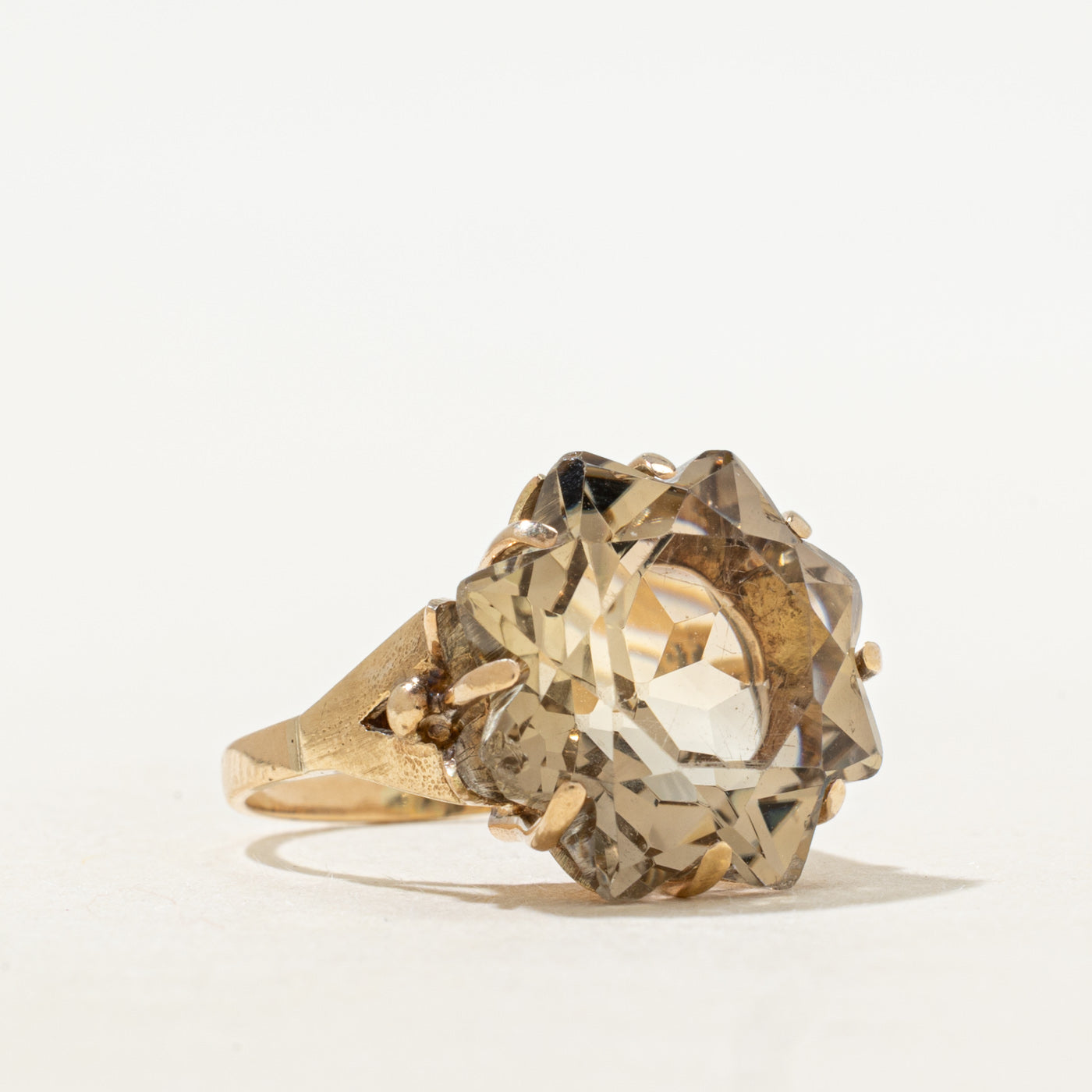 Smoky Quartz Floral Cocktail Ring | 9.54ct | SZ 5.75
