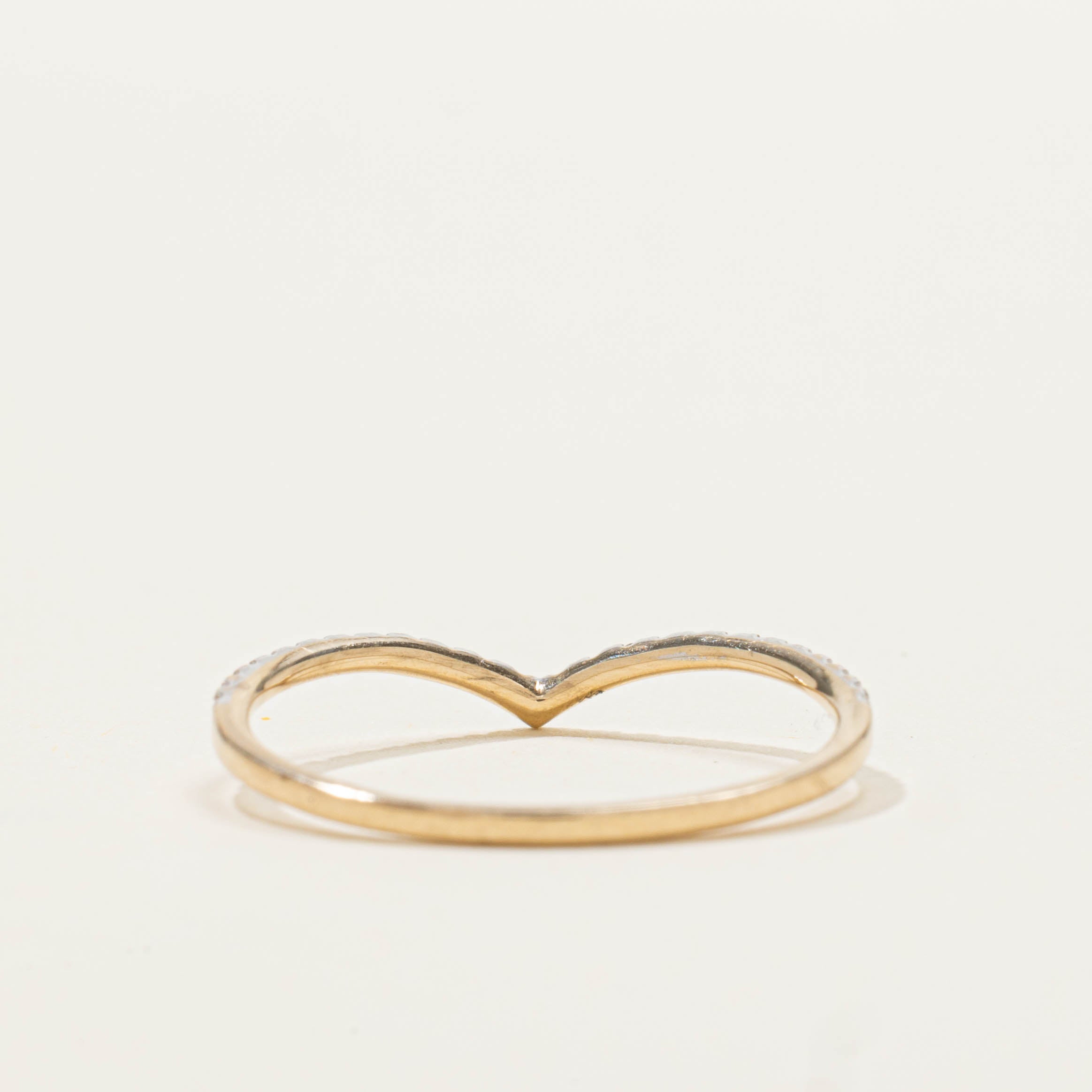 14k Pavé Set Diamond Chevron Ring | SZ 7