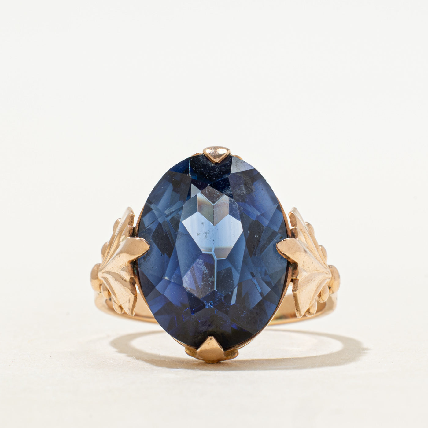 1976 Soviet Synthetic Sapphire Scrollwork Cocktail Ring | 10.70ct | SZ 7.75
