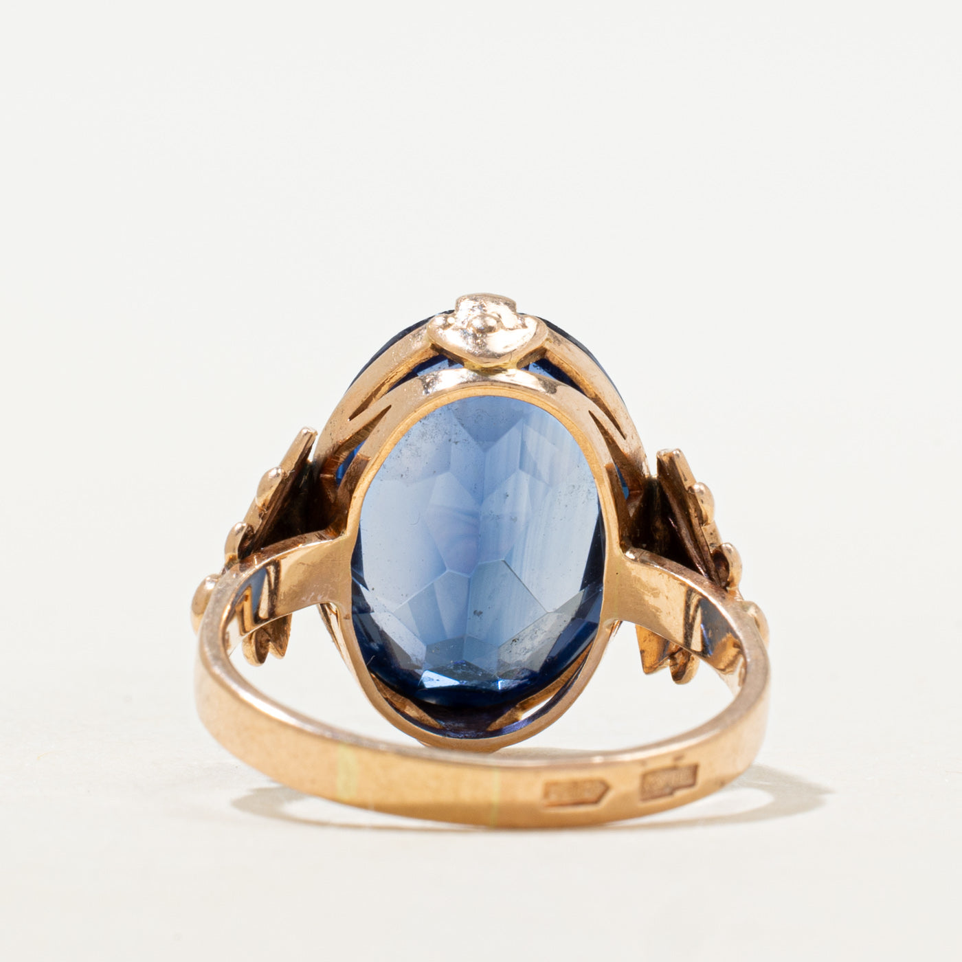 1976 Soviet Synthetic Sapphire Scrollwork Cocktail Ring | 10.70ct | SZ 7.75