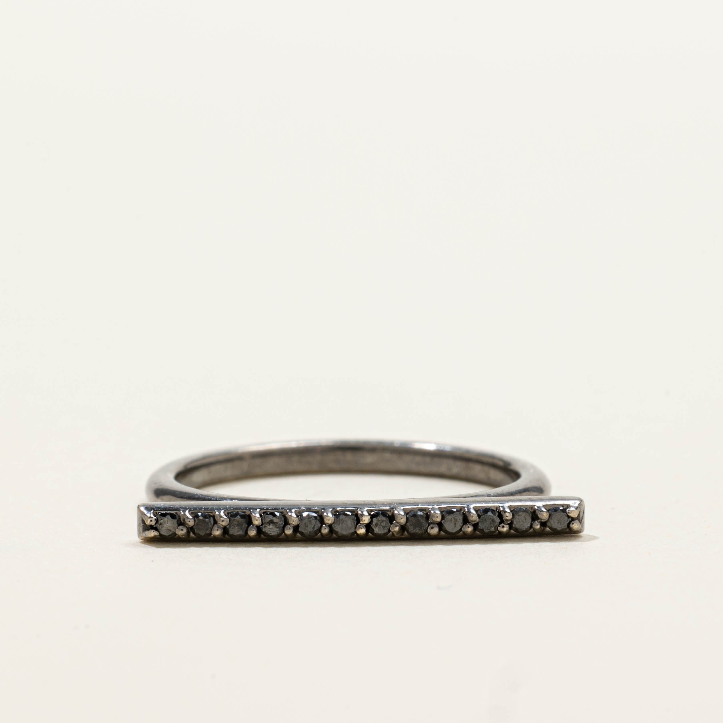 14k Black Diamond Bar Ring | SZ 6.75