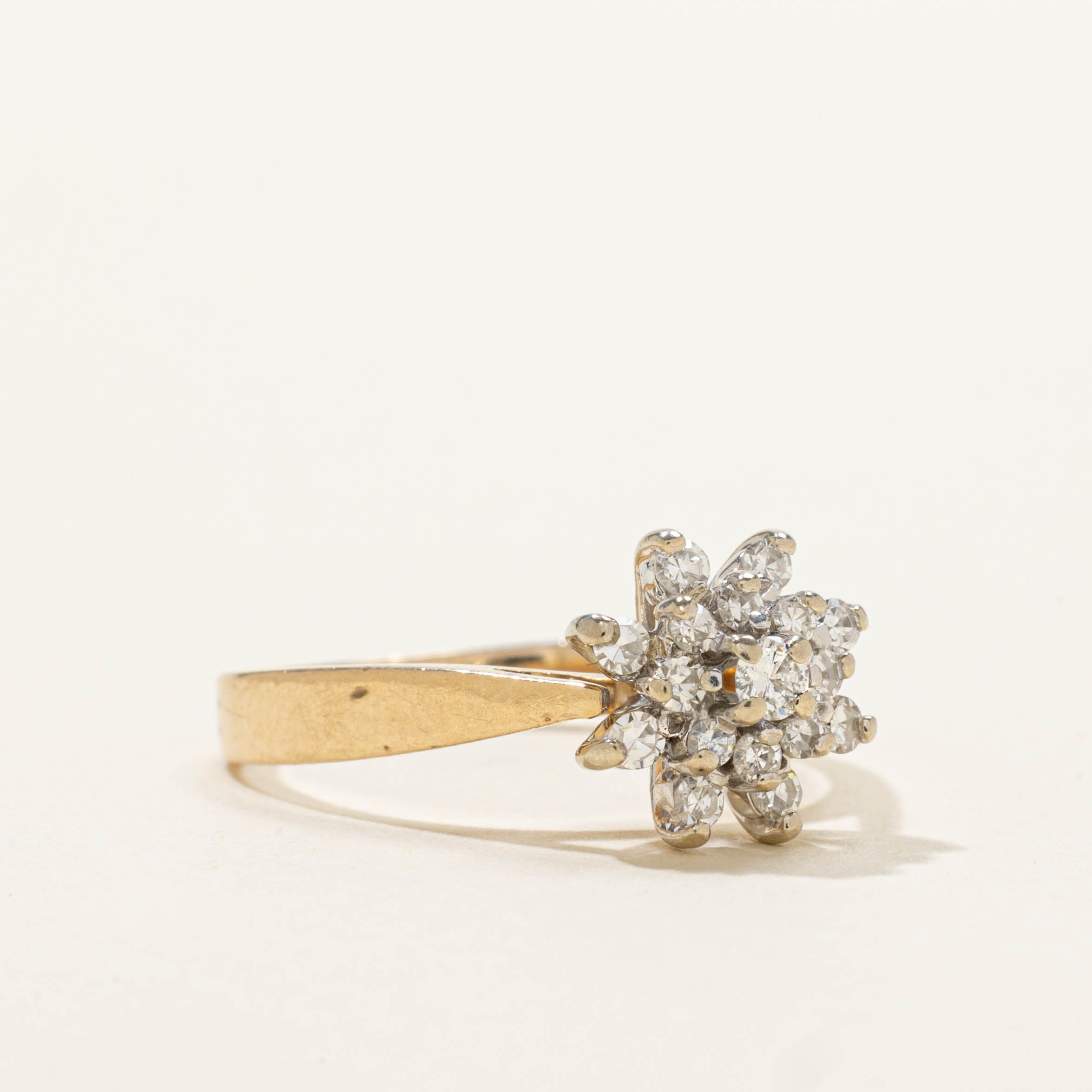 14k Diamond Petal Cluster Ring | SZ 6.5