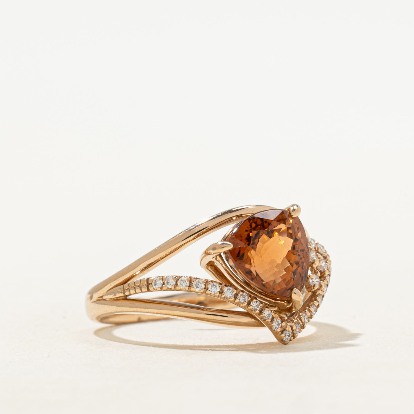 Trillion Cut Imperial Topaz & Diamond Cocktail Ring | 1.70ct, 0.05ctw | SZ 7