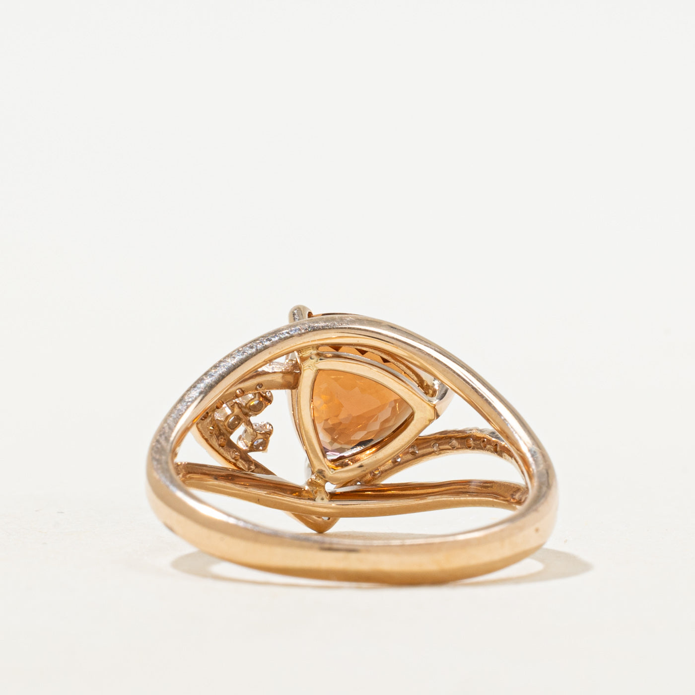 Trillion Cut Imperial Topaz & Diamond Cocktail Ring | 1.70ct, 0.05ctw | SZ 7