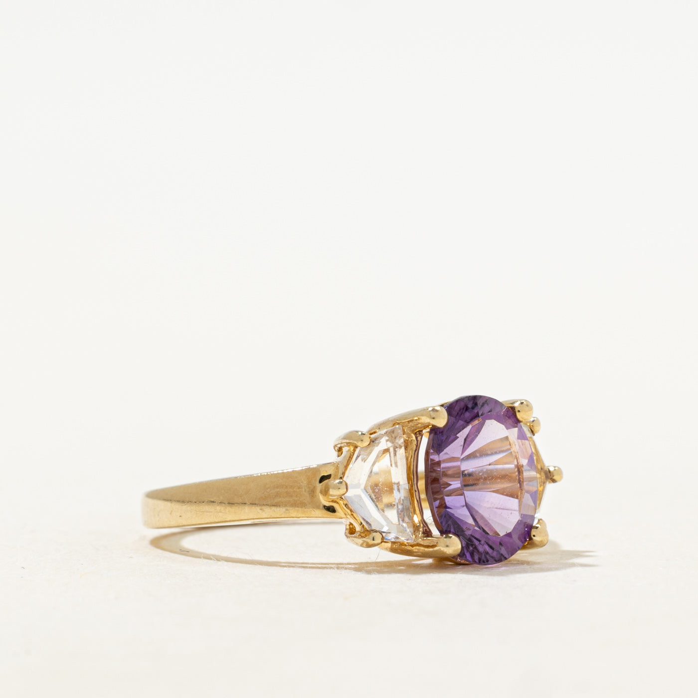 Oval Cut Amethyst & White Topaz Ring | 1.47ct, 0.44ctw | SZ 7