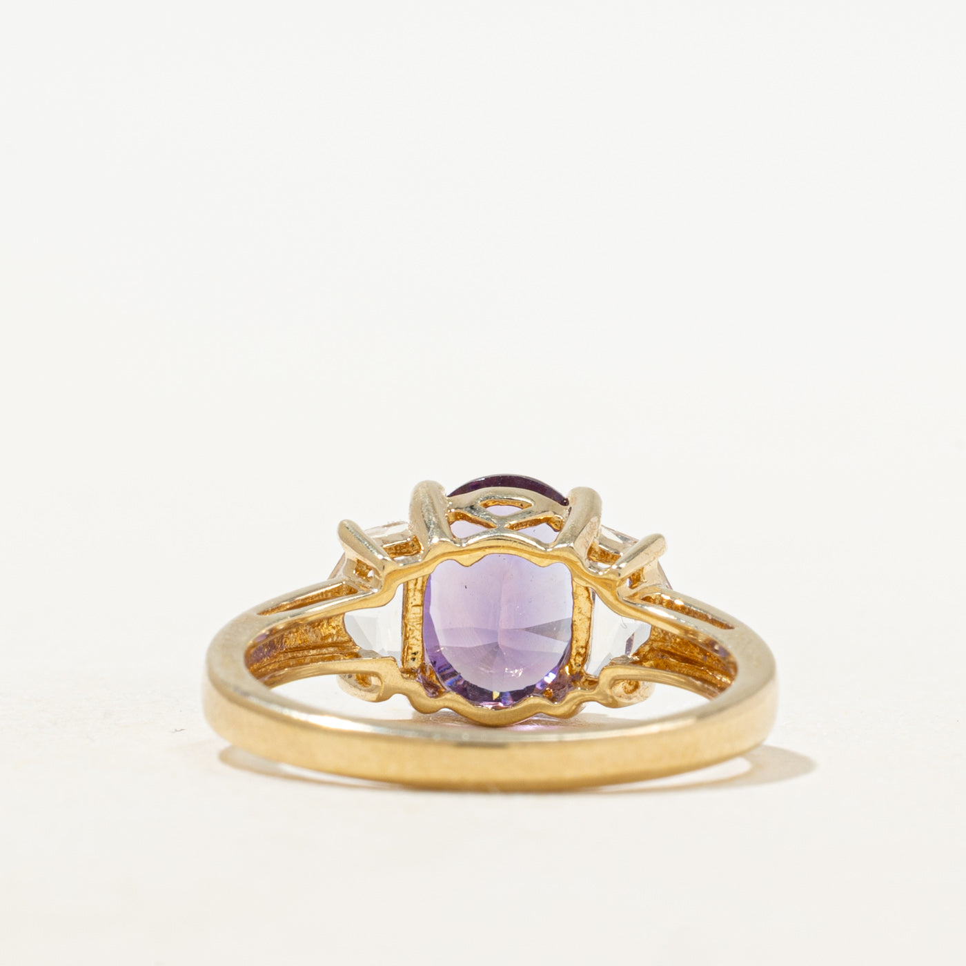 Oval Cut Amethyst & White Topaz Ring | 1.47ct, 0.44ctw | SZ 7