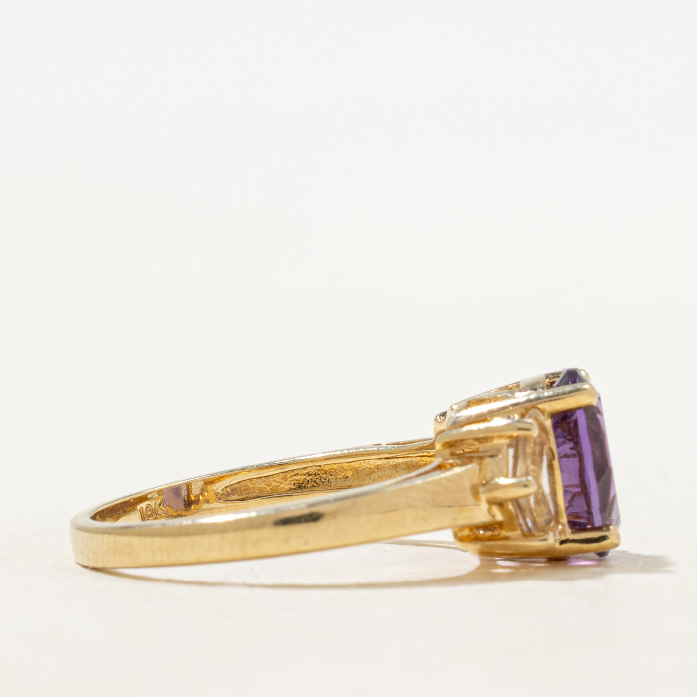 Oval Cut Amethyst & White Topaz Ring | 1.47ct, 0.44ctw | SZ 7