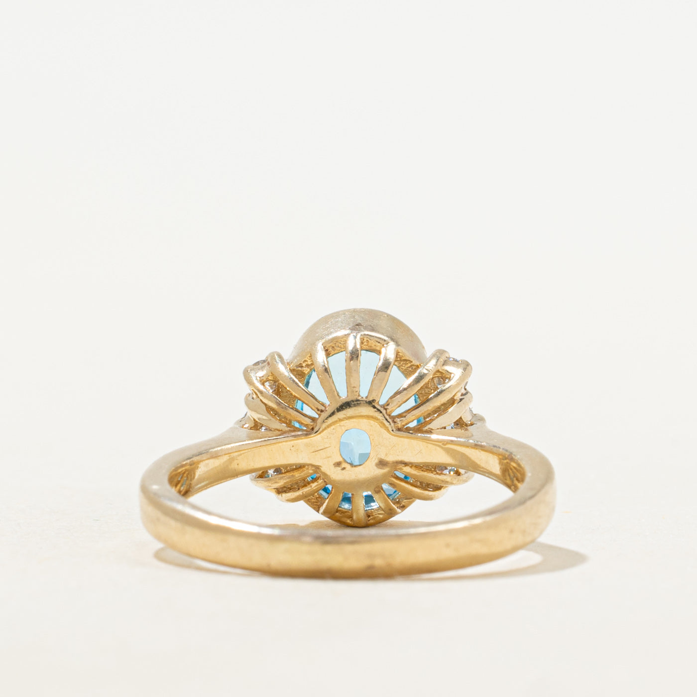 Bezel Set Blue Topaz & Diamond Ring | 1.95ct, 0.15ctw | SZ 6