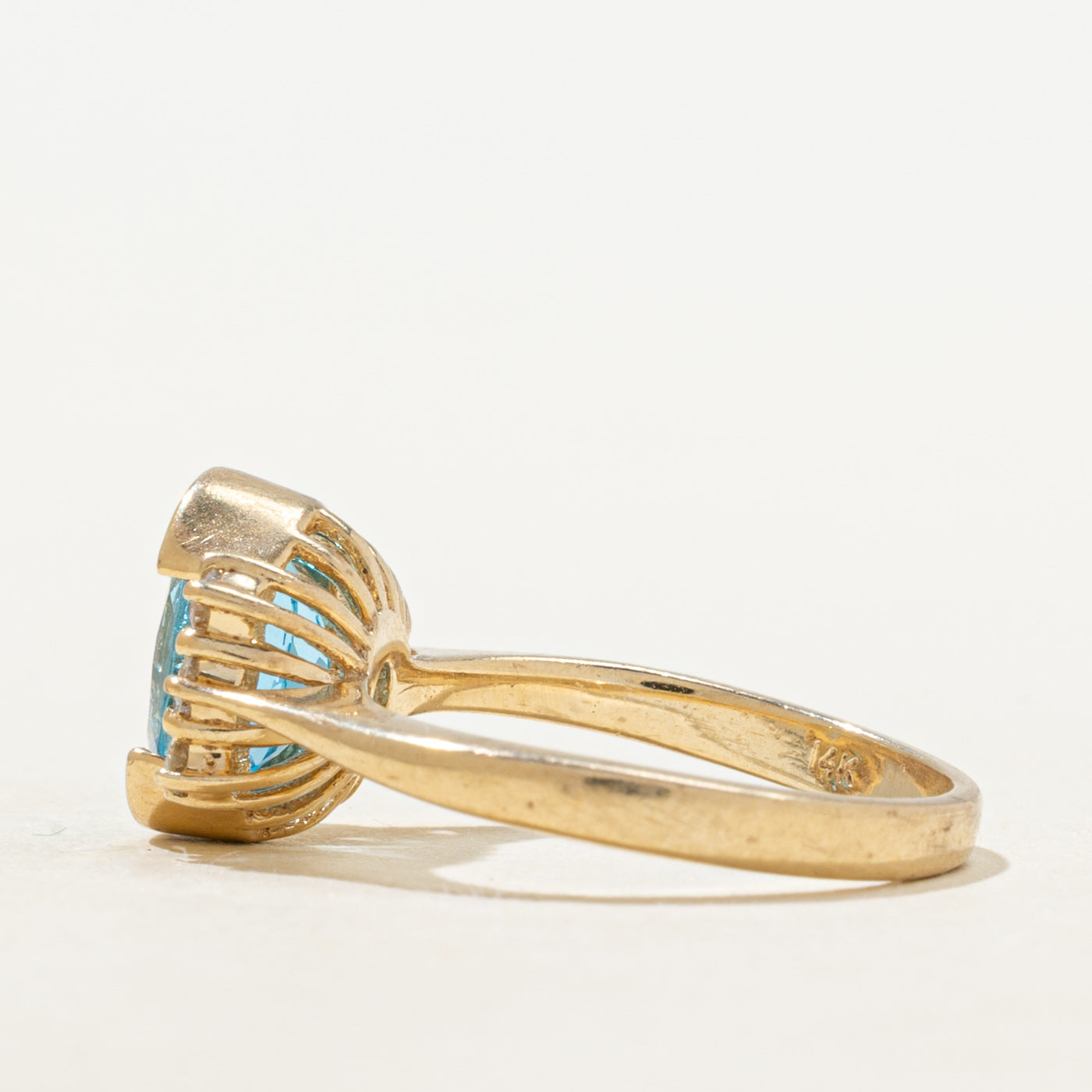 Bezel Set Blue Topaz & Diamond Ring | 1.95ct, 0.15ctw | SZ 6