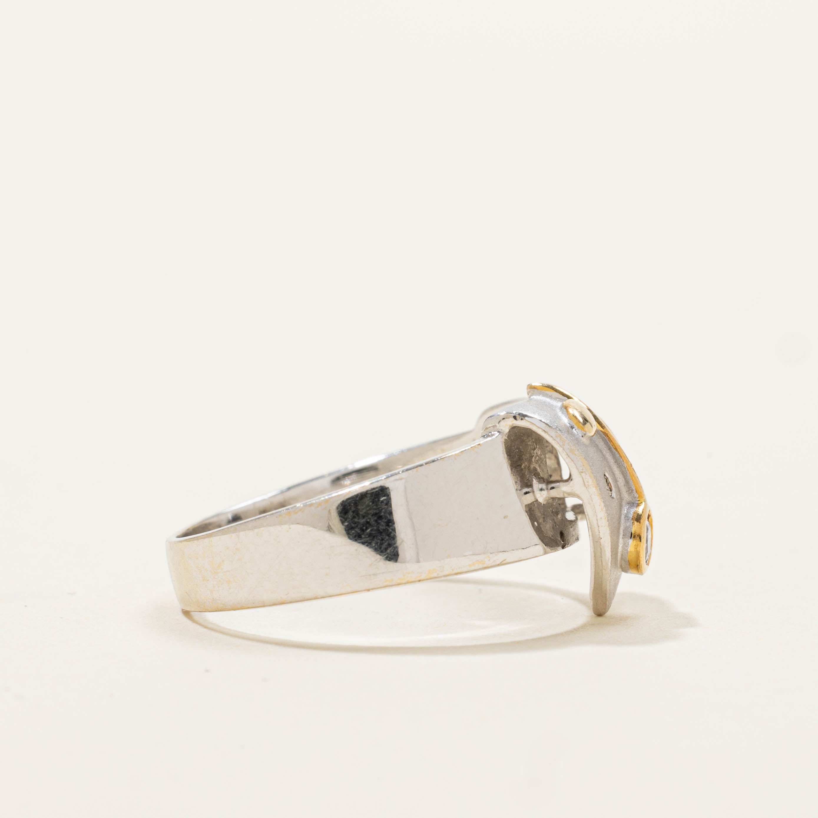 18k Two Tone Floral Motif Diamond Ring | SZ 6
