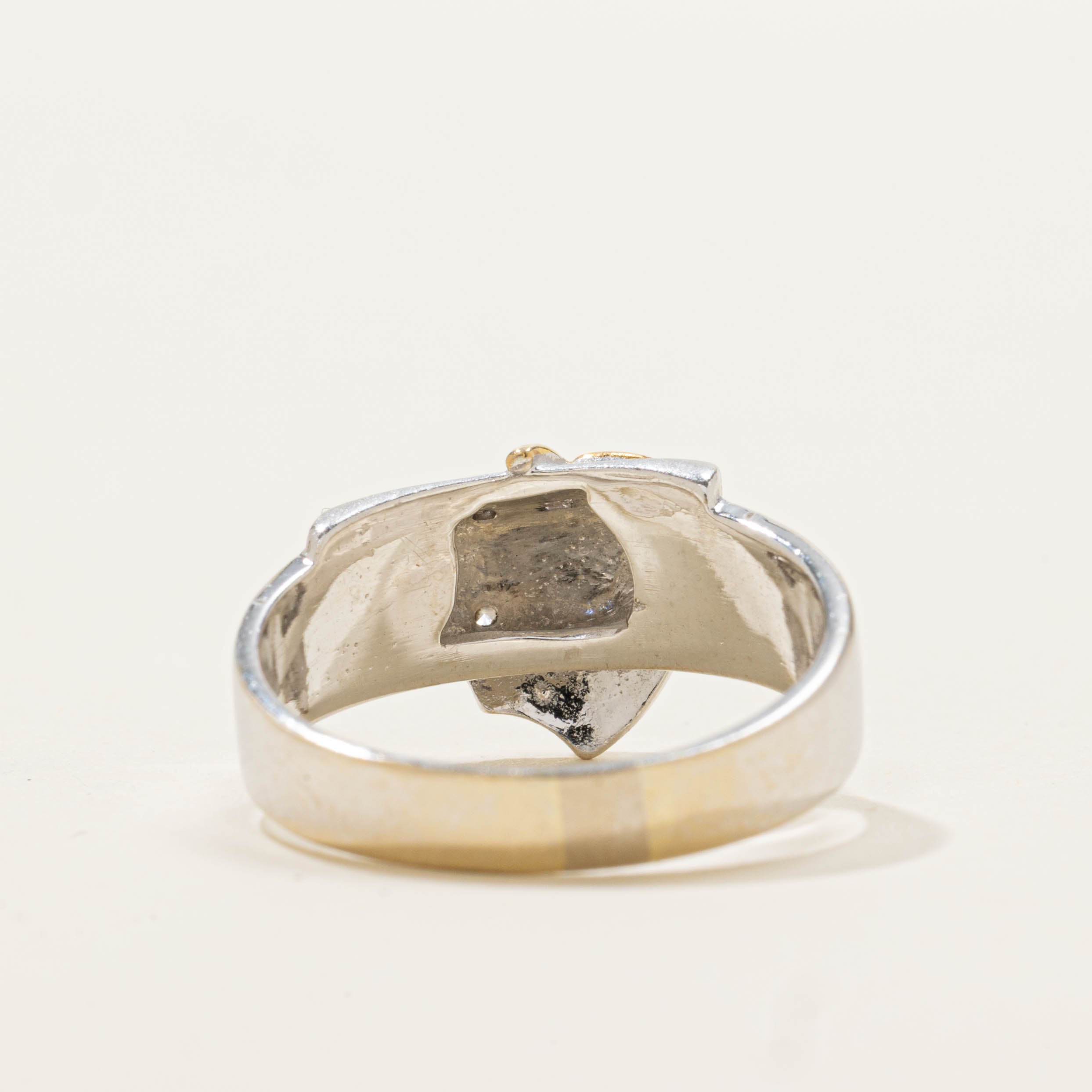 18k Two Tone Floral Motif Diamond Ring | SZ 6