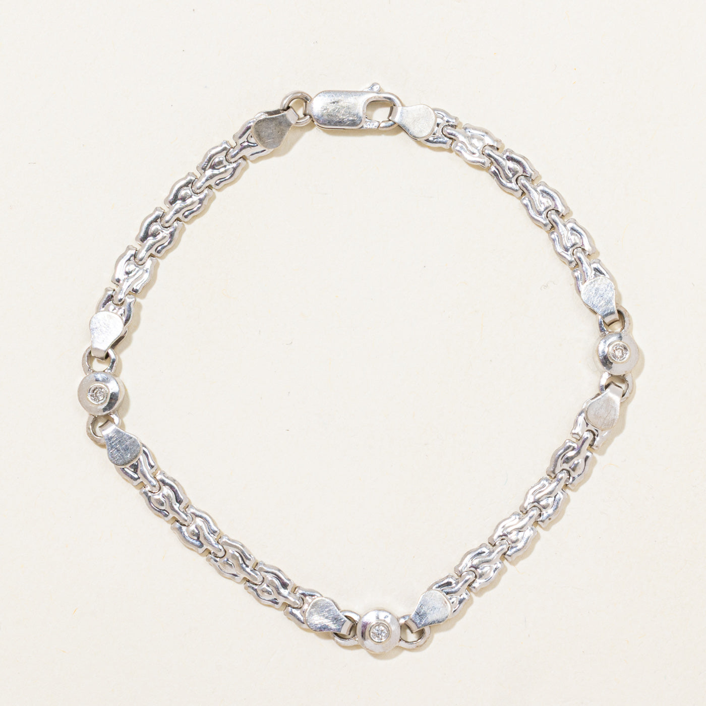 Three Stone Diamond Fancy Link Bracelet | 0.03ctw | 7.25"