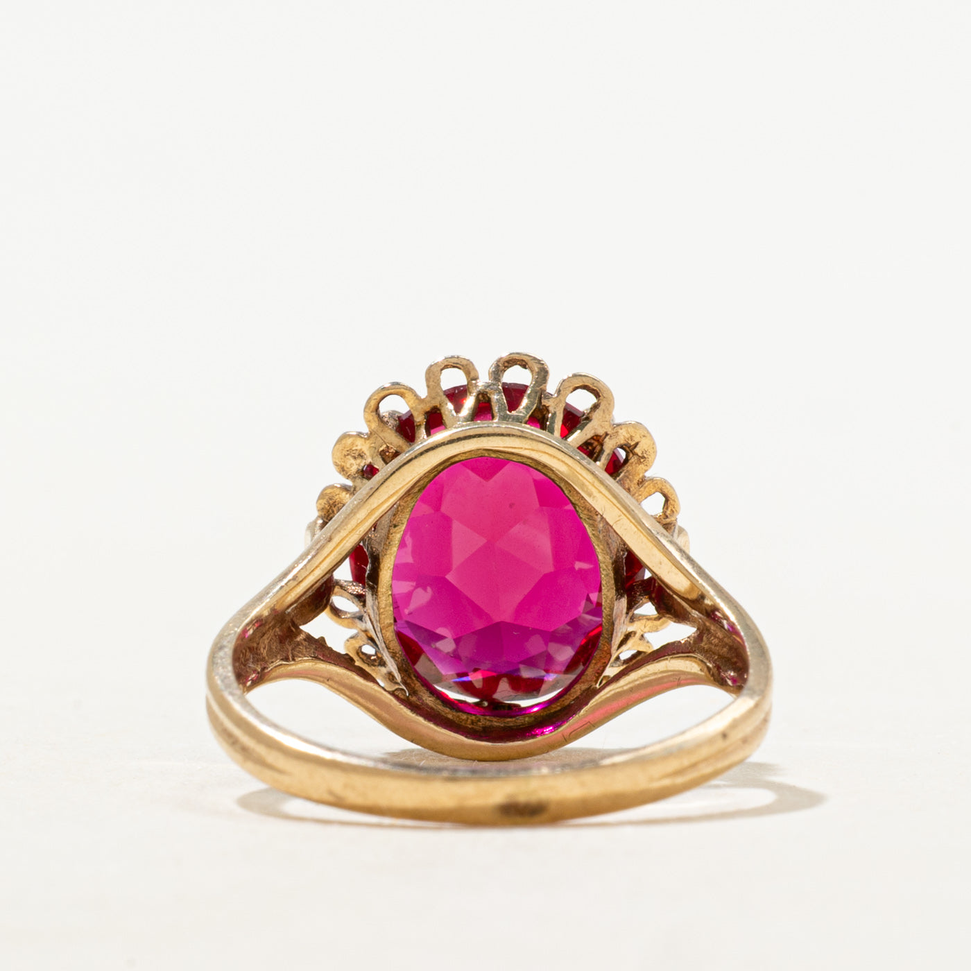 Synthetic Ruby Scalloped Cocktail Ring | 4.09ct | SZ 5.5