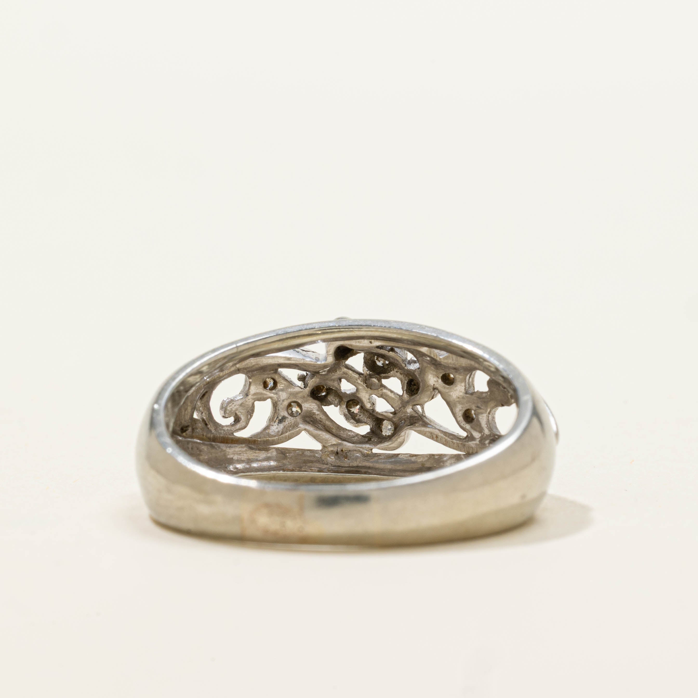 18k Diamond Scrollwork Openwork Dome Ring | SZ 8.5