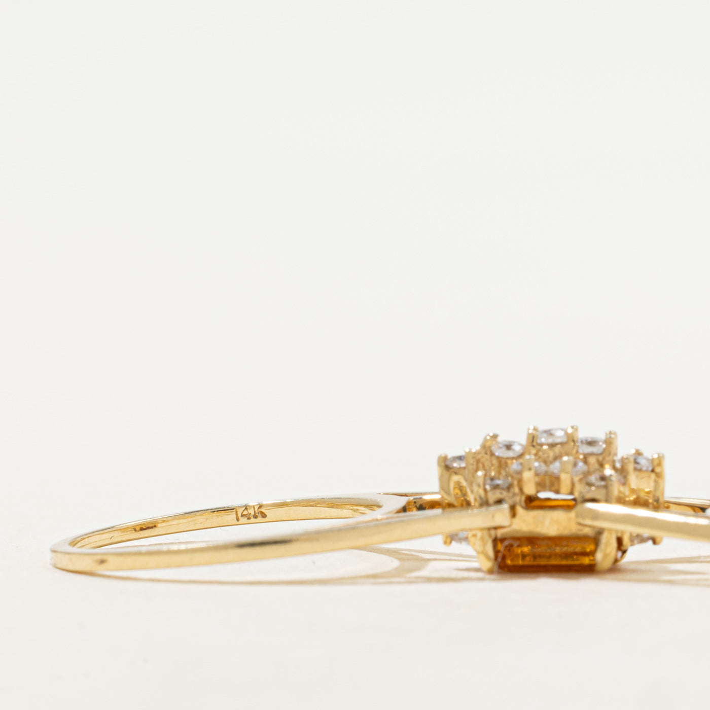 Citrine & Diamond Cluster Flipable Ring | 0.61ct, 0.37ctw | SZ 6