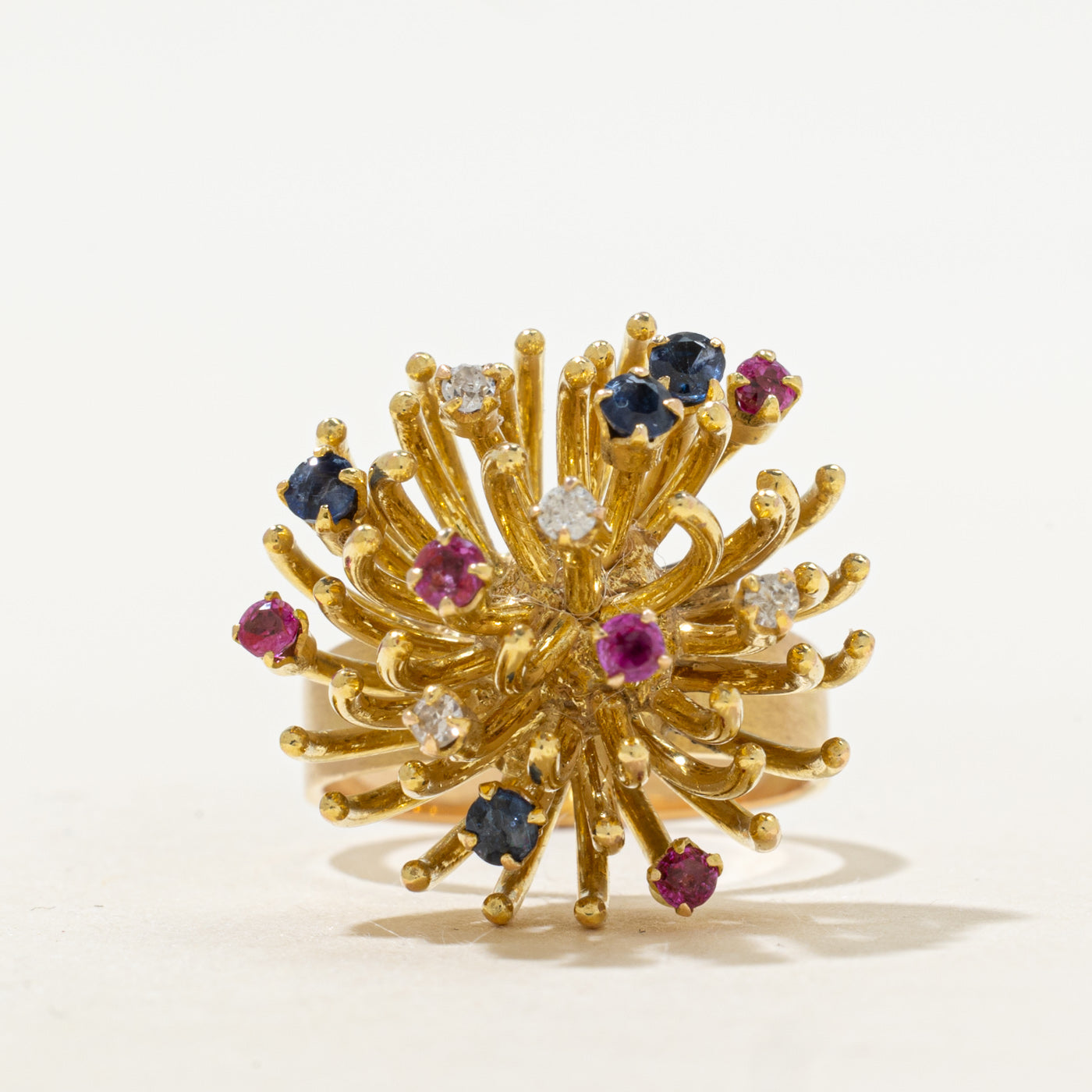 Scattered Multi Gemstone Chrysanthemum Cocktail Ring | 0.08ct, 0.42ctw | SZ 6.25