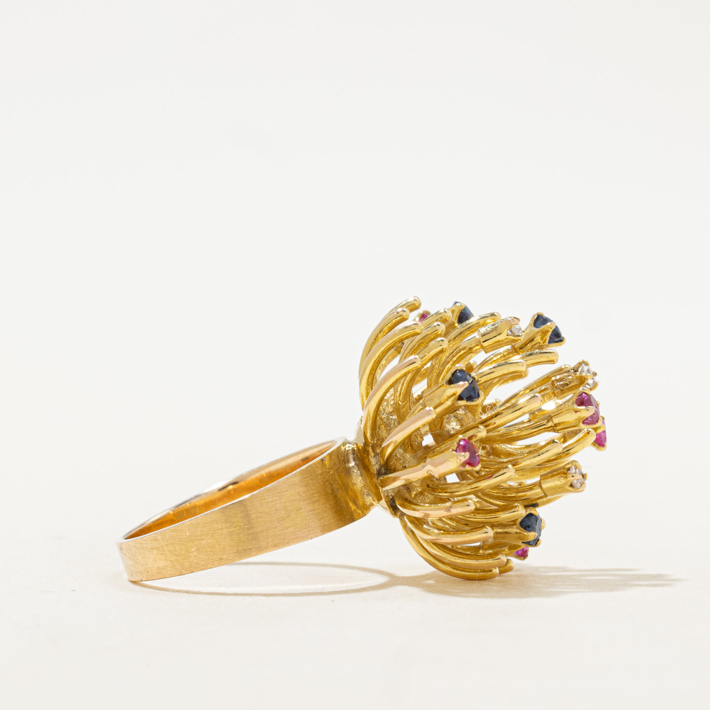 Scattered Multi Gemstone Chrysanthemum Cocktail Ring | 0.08ct, 0.42ctw | SZ 6.25